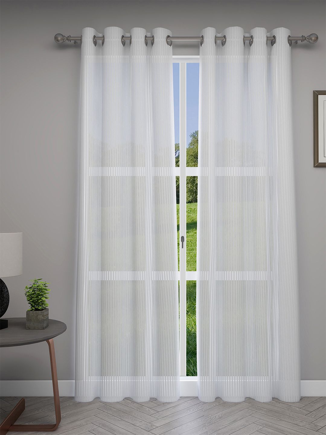 GM Off-White Set of 2 Sheer Door Curtains Price in India