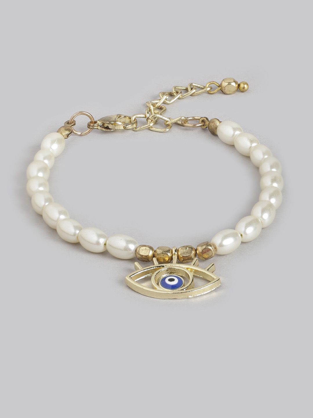 Blueberry Women White Gold-Plated Handcrafted Evil Eye Charm Bracelet Price in India