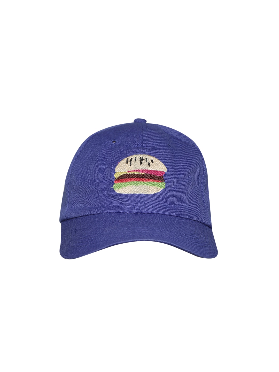 Blueberry Unisex Blue & Beige Burger Embroidered Baseball Cap Price in India