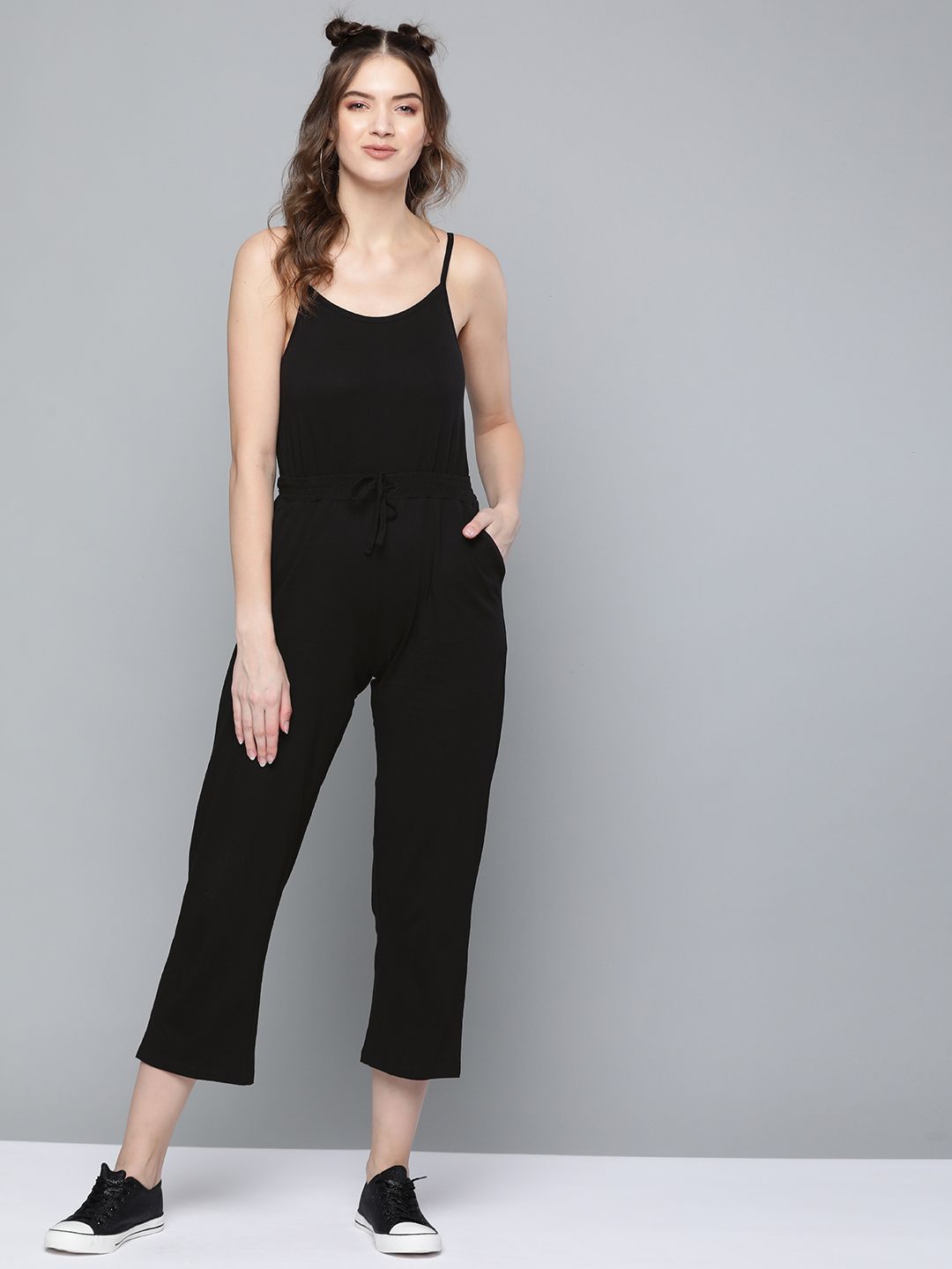 SASSAFRAS Black Basic Jumpsuit Price in India