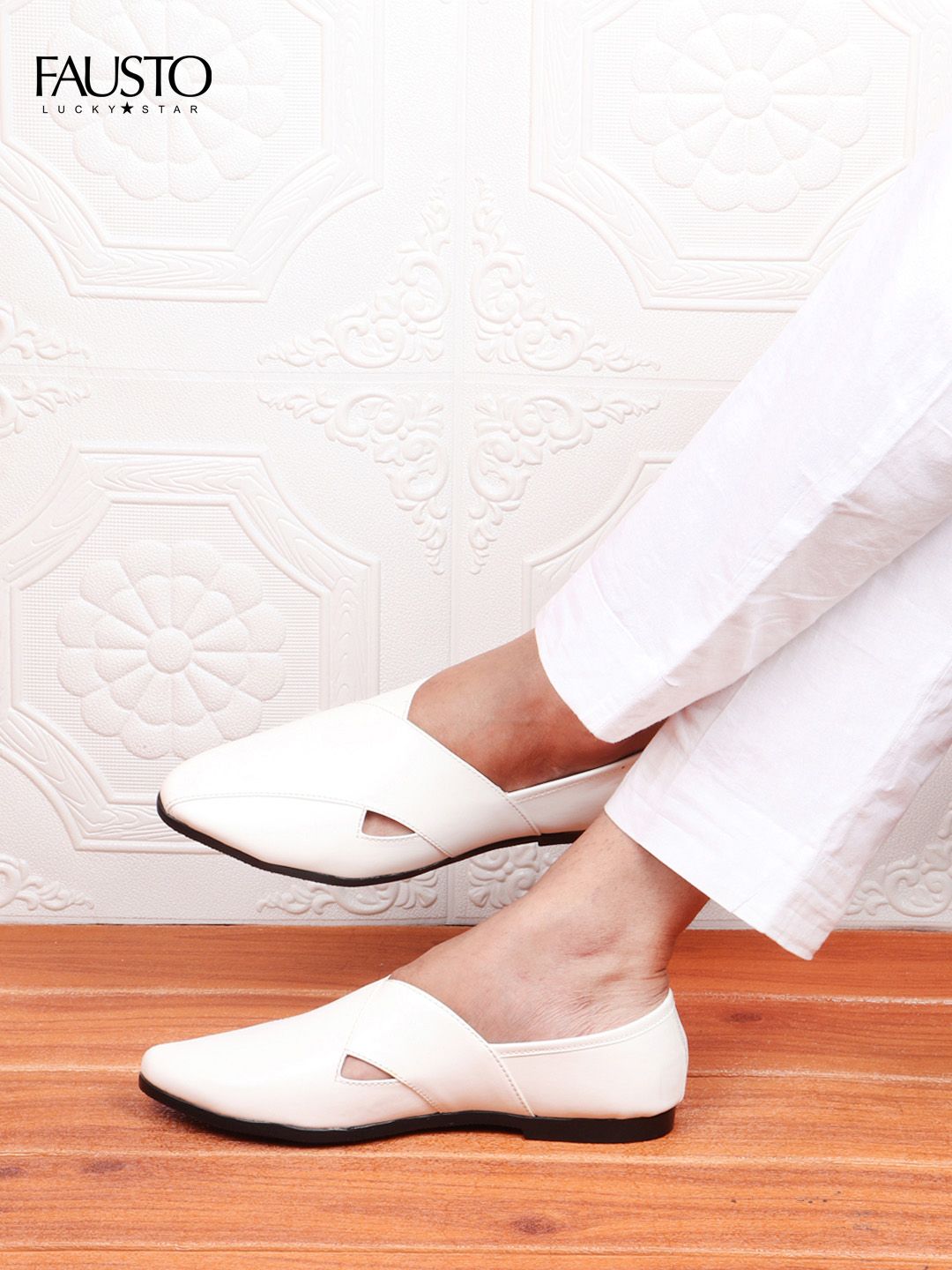 FAUSTO Men White Solid Loafers