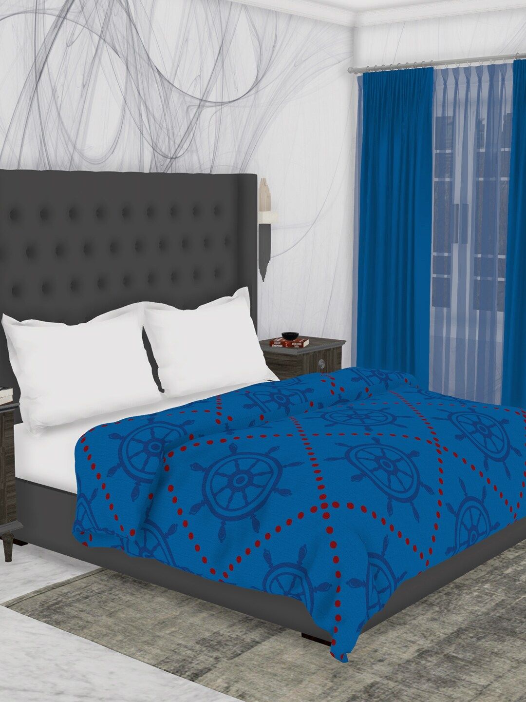 BIANCA Blue & Red Geometric AC Room 150 GSM Double Bed Comforter Price in India