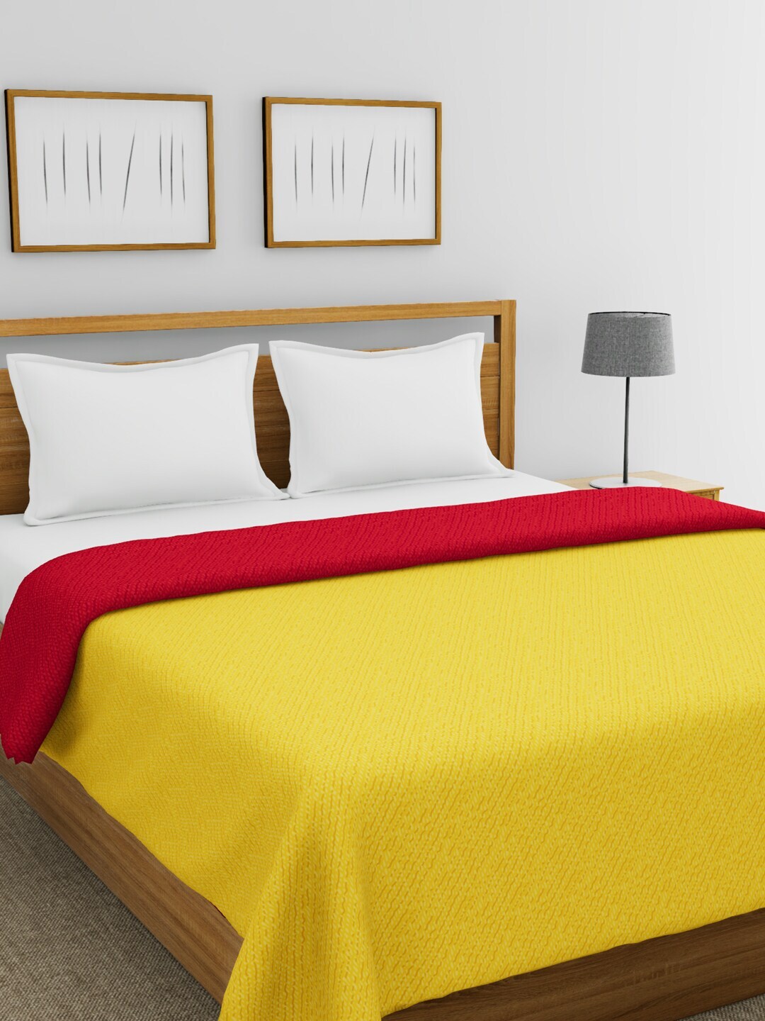 BIANCA Yellow & Red Solid AC Room 150 GSM Double Bed Comforter Price in India