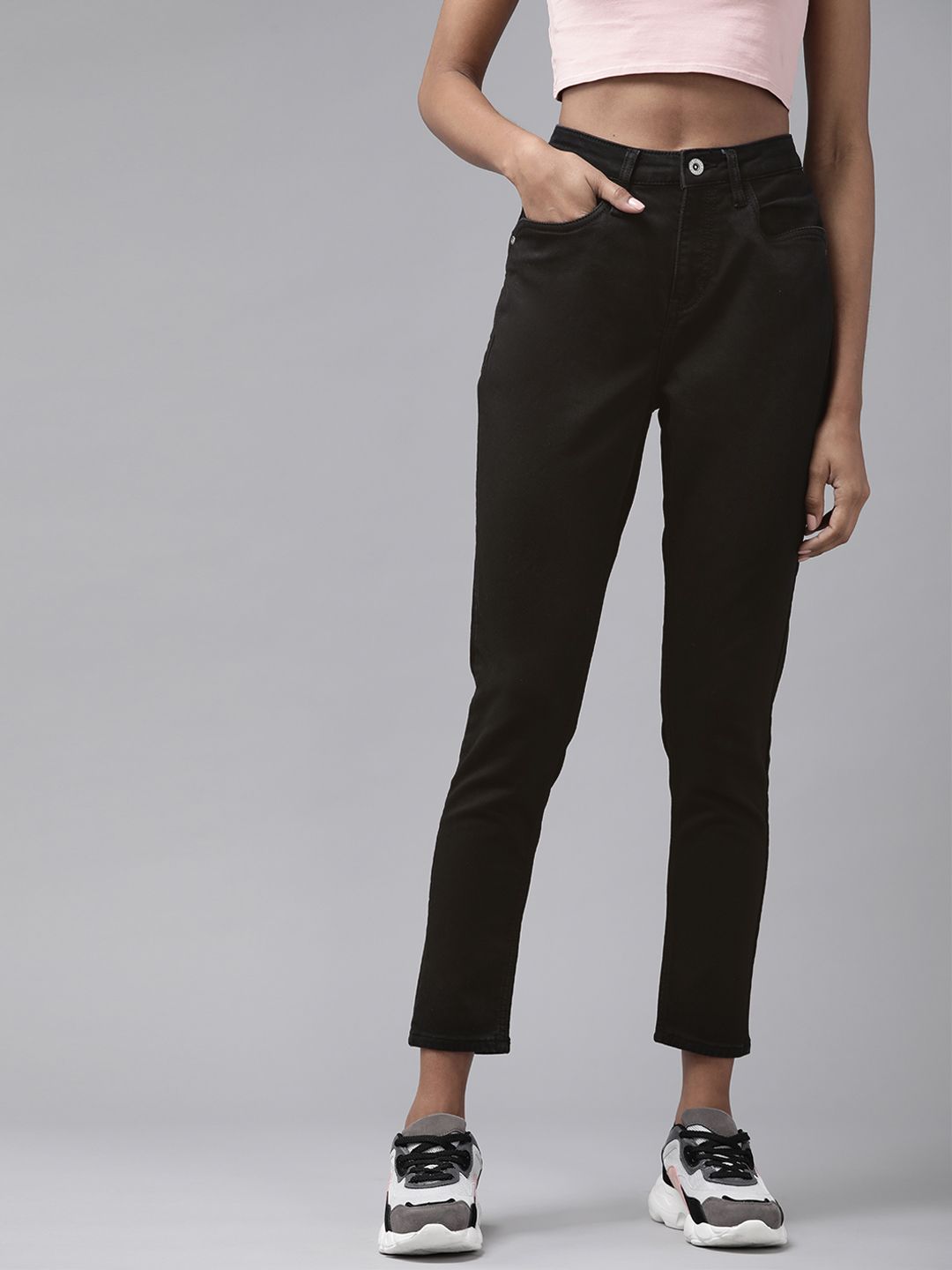 Roadster Women Black Solid Skinny Fit Stretchable Jeans Price in India