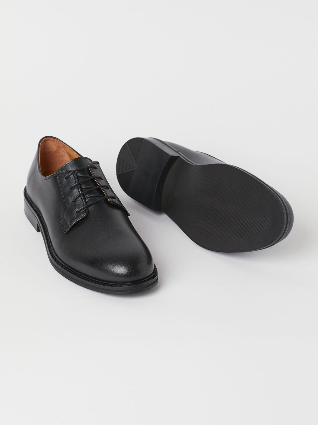 H&M Men Black Leather Derby Shoes