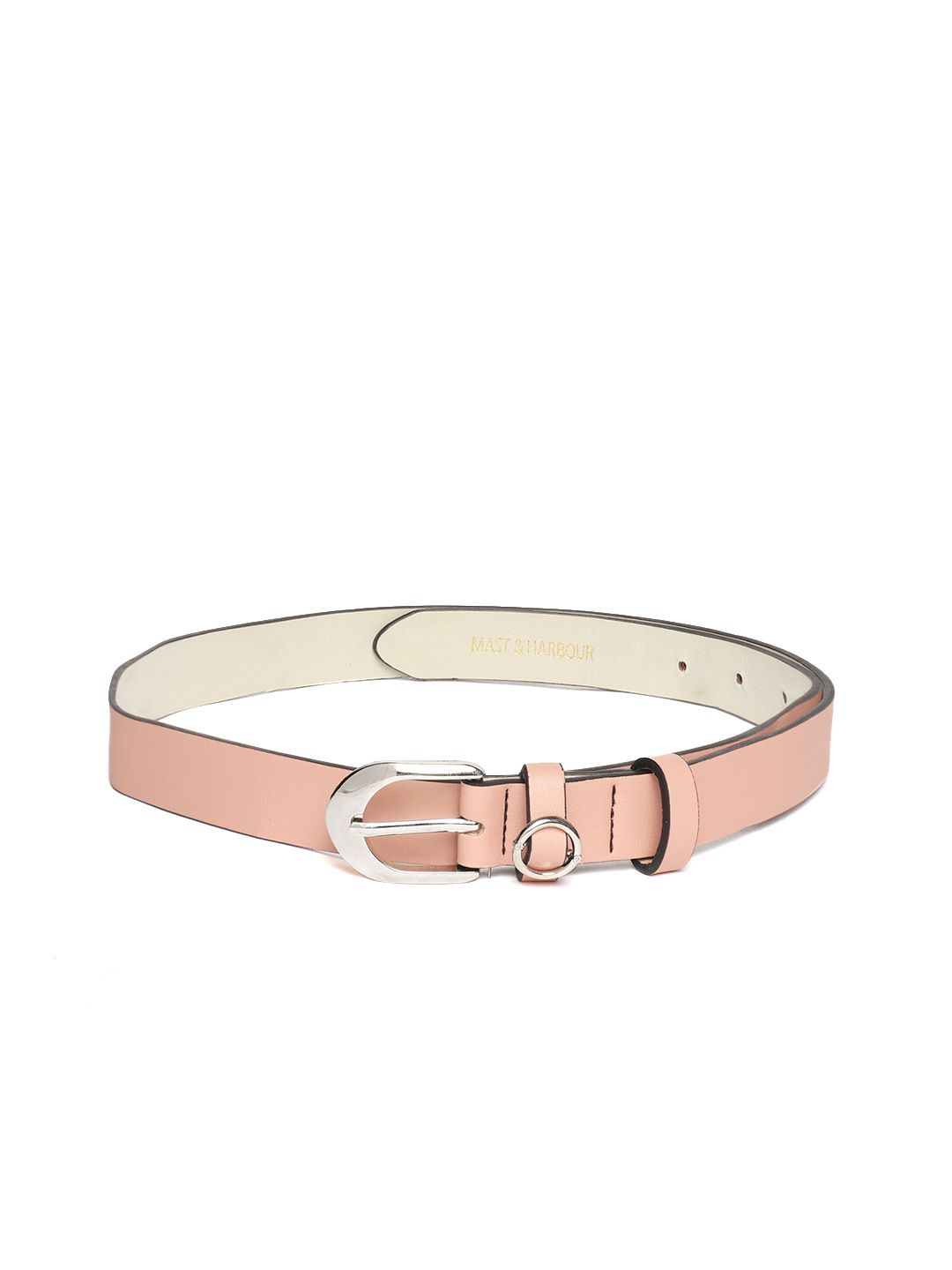 Mast & Harbour Women Peach-Coloured Solid Belt Price in India