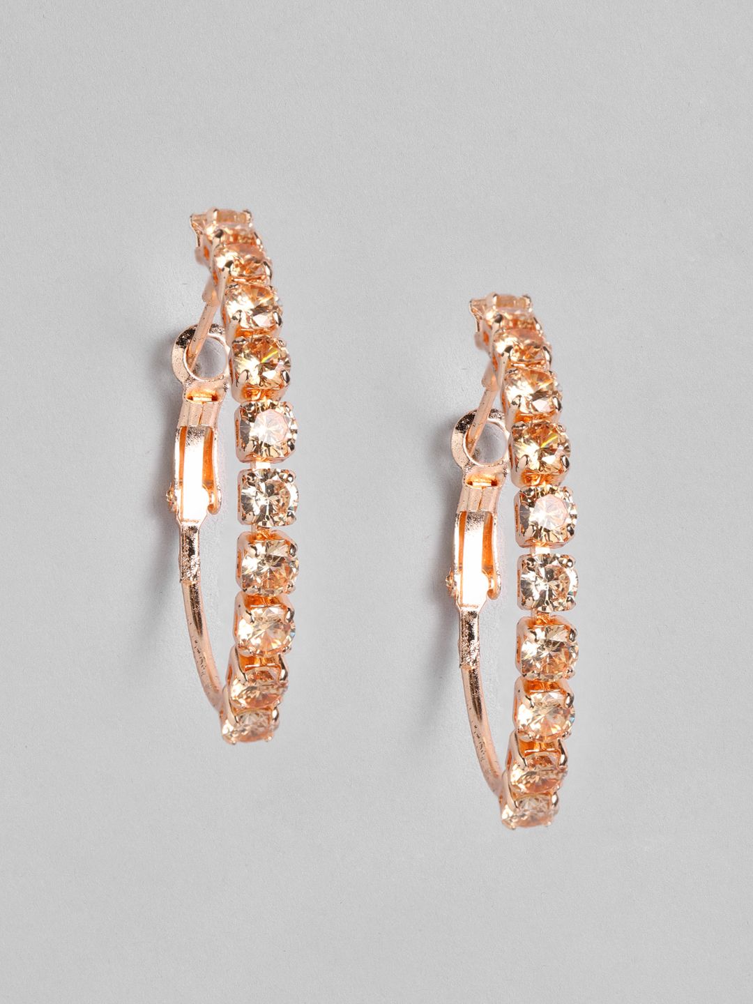 AccessHer Rose Gold-Plated AD Studded Handcrafted Circular Hoop Earrings Price in India