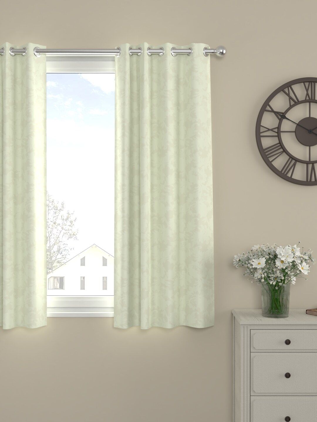 ROSARA HOME Cream-Coloured Single Window Curtain Price in India