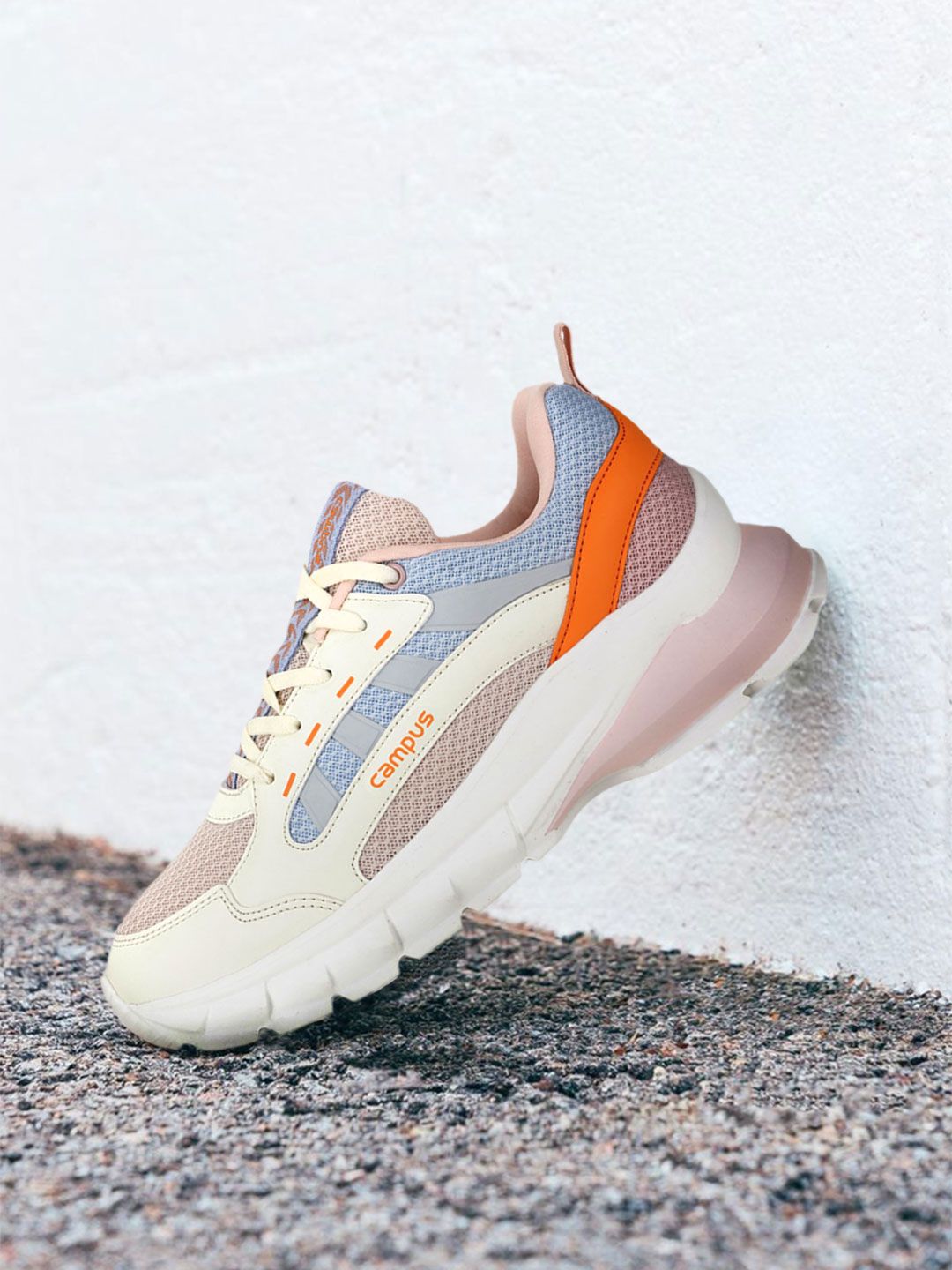 Campus Women Off-White Mesh Running Shoes Price in India