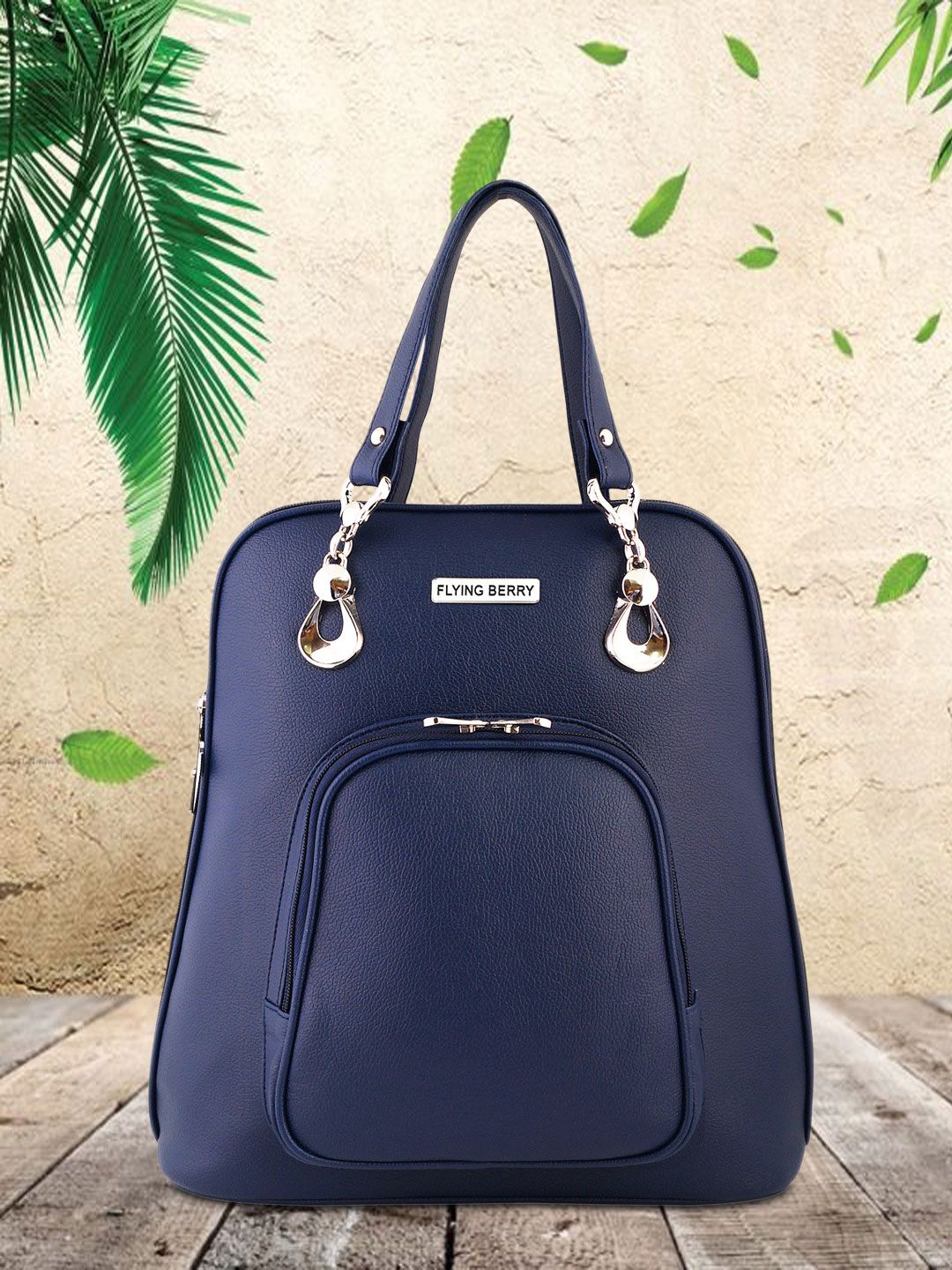 FLYING BERRY Women Blue Solid Backpacks Price in India