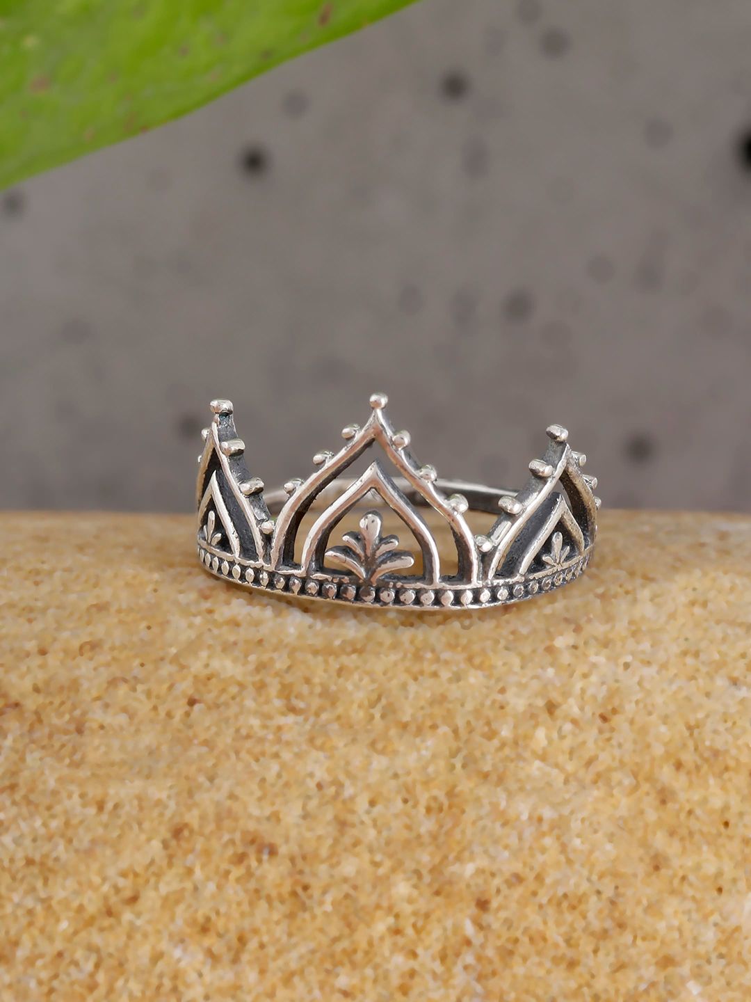 GIVA 925 Sterling Silver Queen's Crown Adjustable Finger Ring Price in India