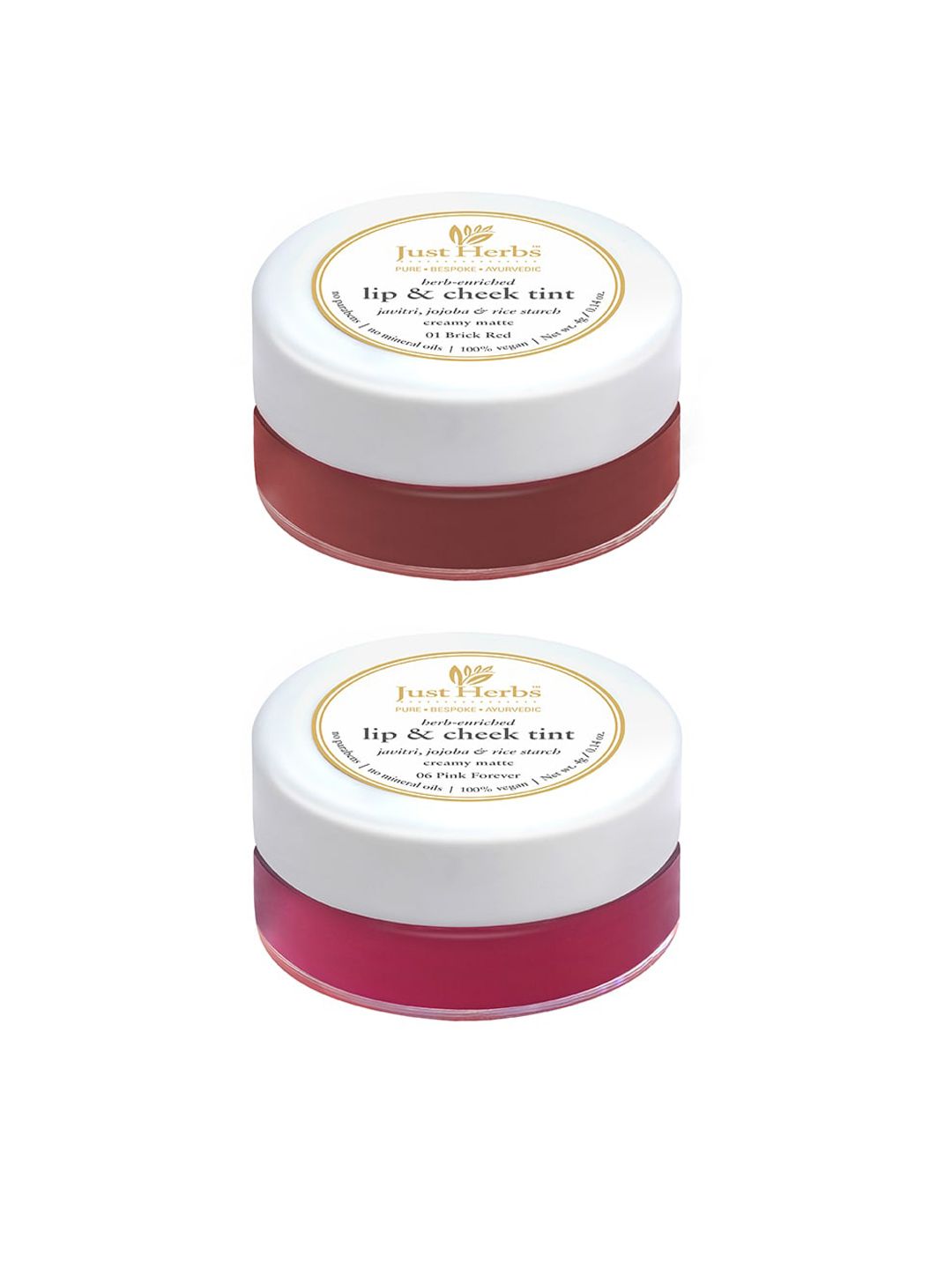 Just Herbs Women Pack of 2 Lip and Cheek Pink Forever and Brick Red Tint 4 gm Each Price in India