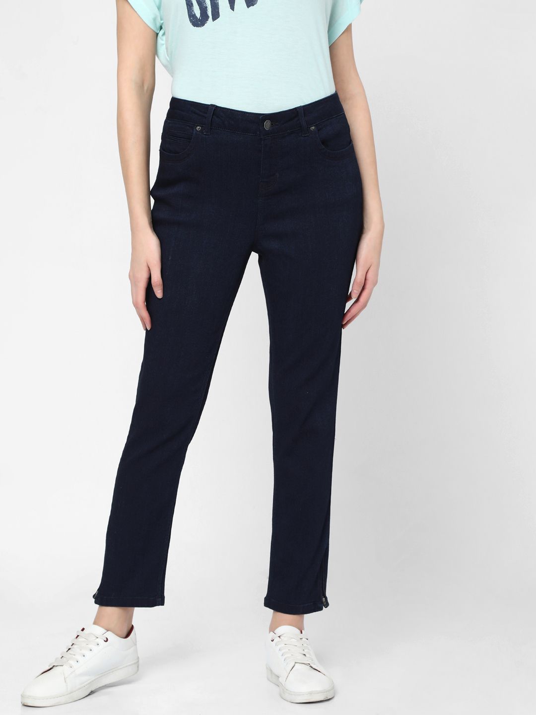 Vero Moda Women Navy Blue Skinny Fit Mid Rise Clean look Stretchable Jeans Price in India