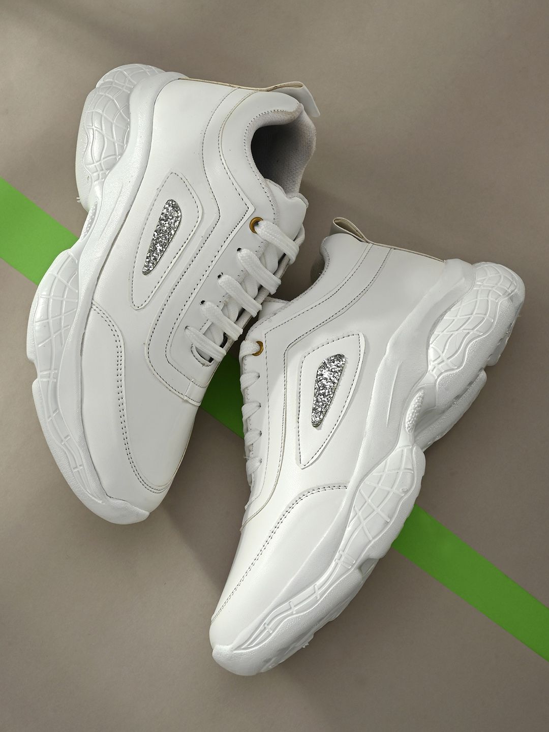 AfroJack Women White Solid Sneakers Price in India