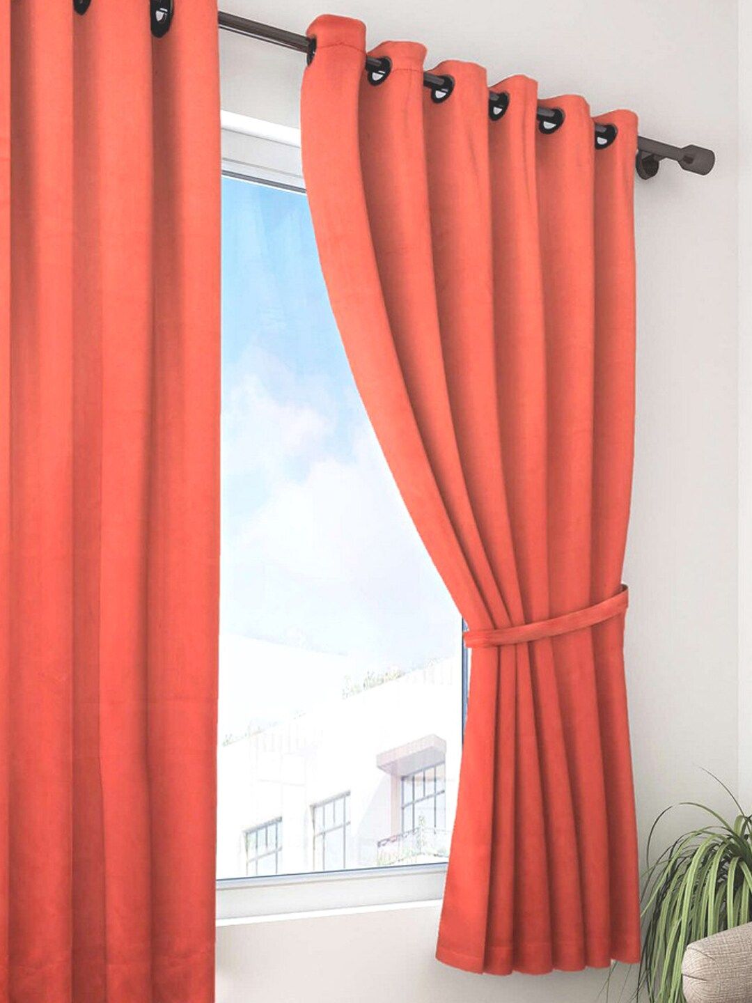 BIANCA Rust Orange Single Black Out Curtain Price in India