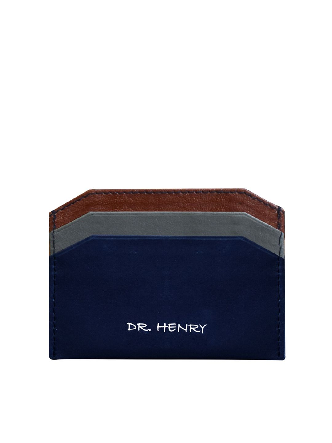 DR. HENRY Unisex Blue & Grey Self Design Card Holder Price in India