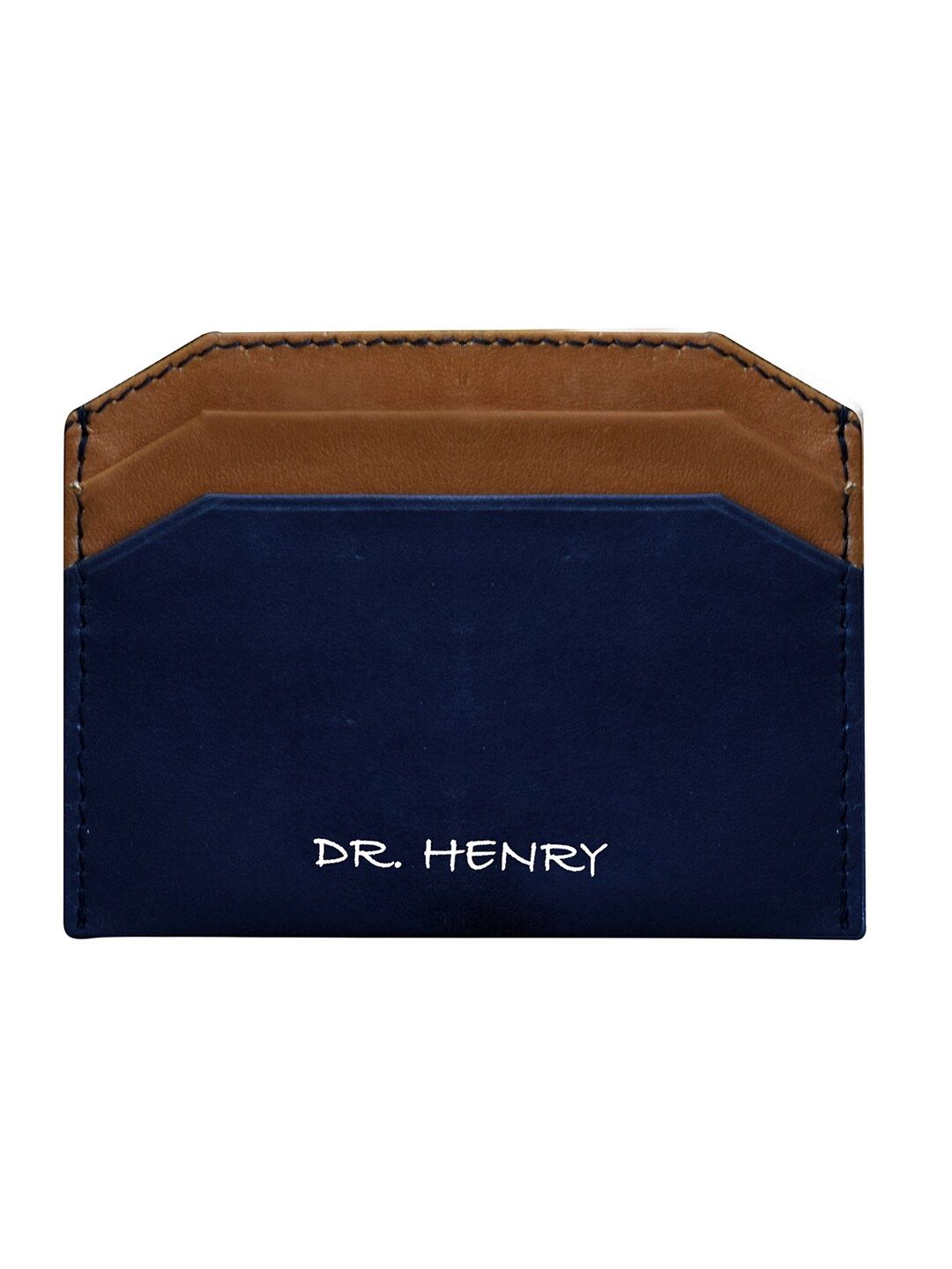 DR. HENRY Unisex Blue & Brown Textured Leather Card Holder Price in India