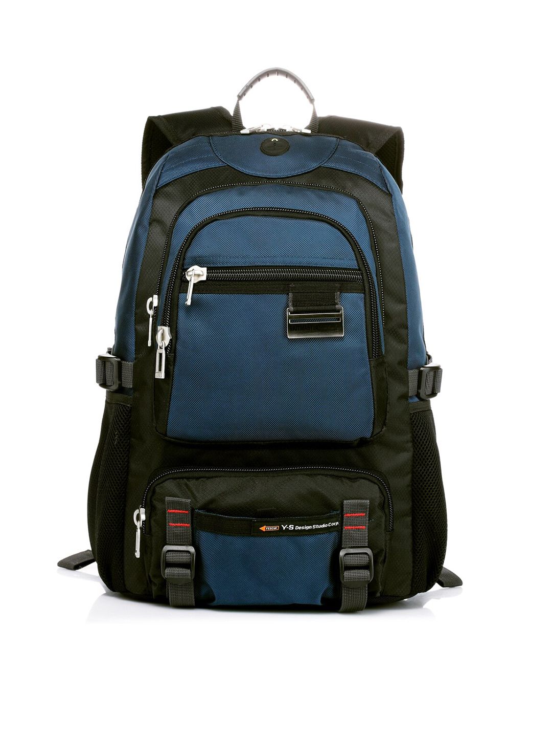 YESO Unisex Black & Blue Colourblocked Backpacks with Earphone Gate Price in India