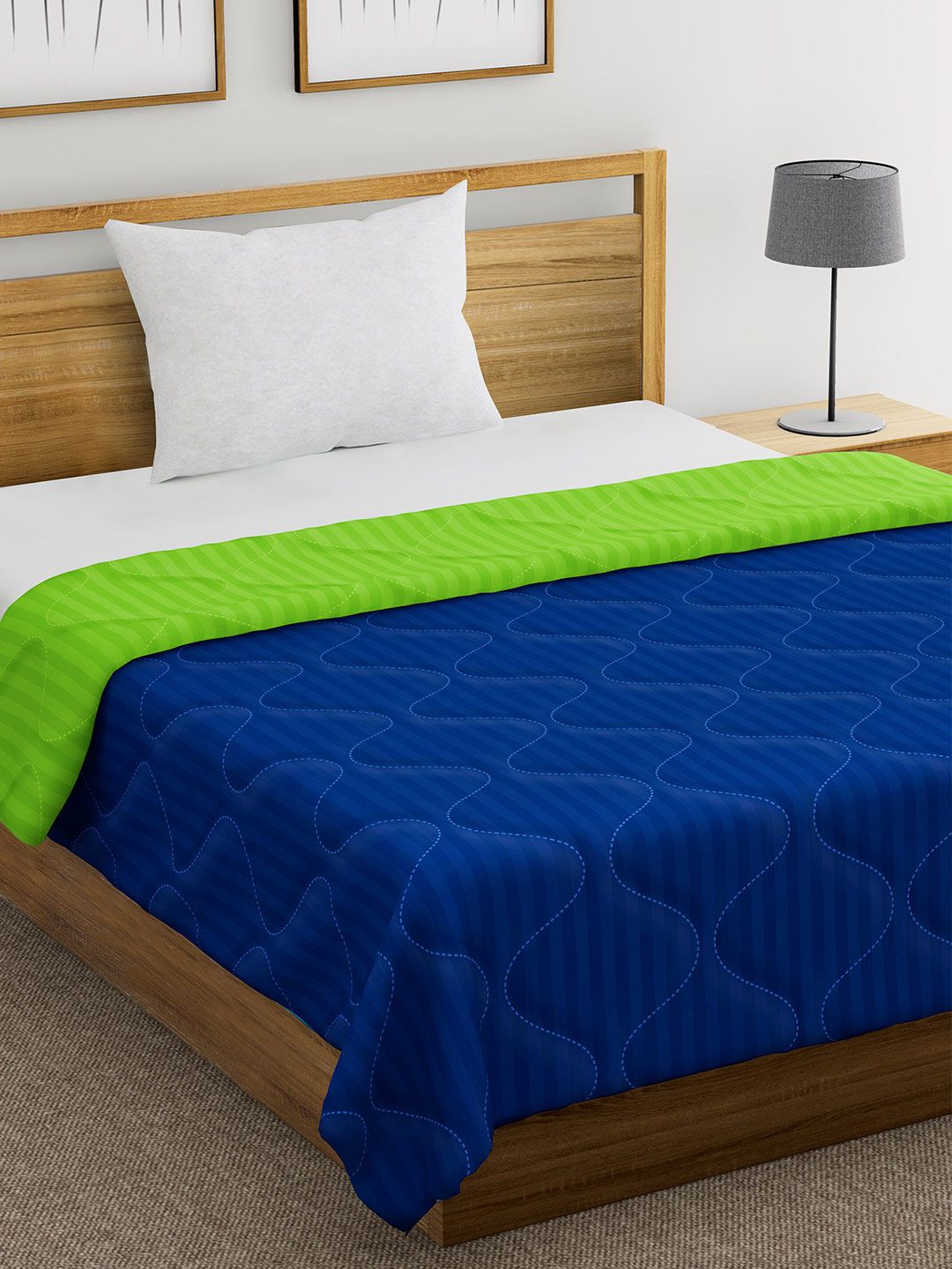 Divine Casa Navy Blue Solid Reversible Mild Winter 120 GSM Single Bed Comforter Price in India