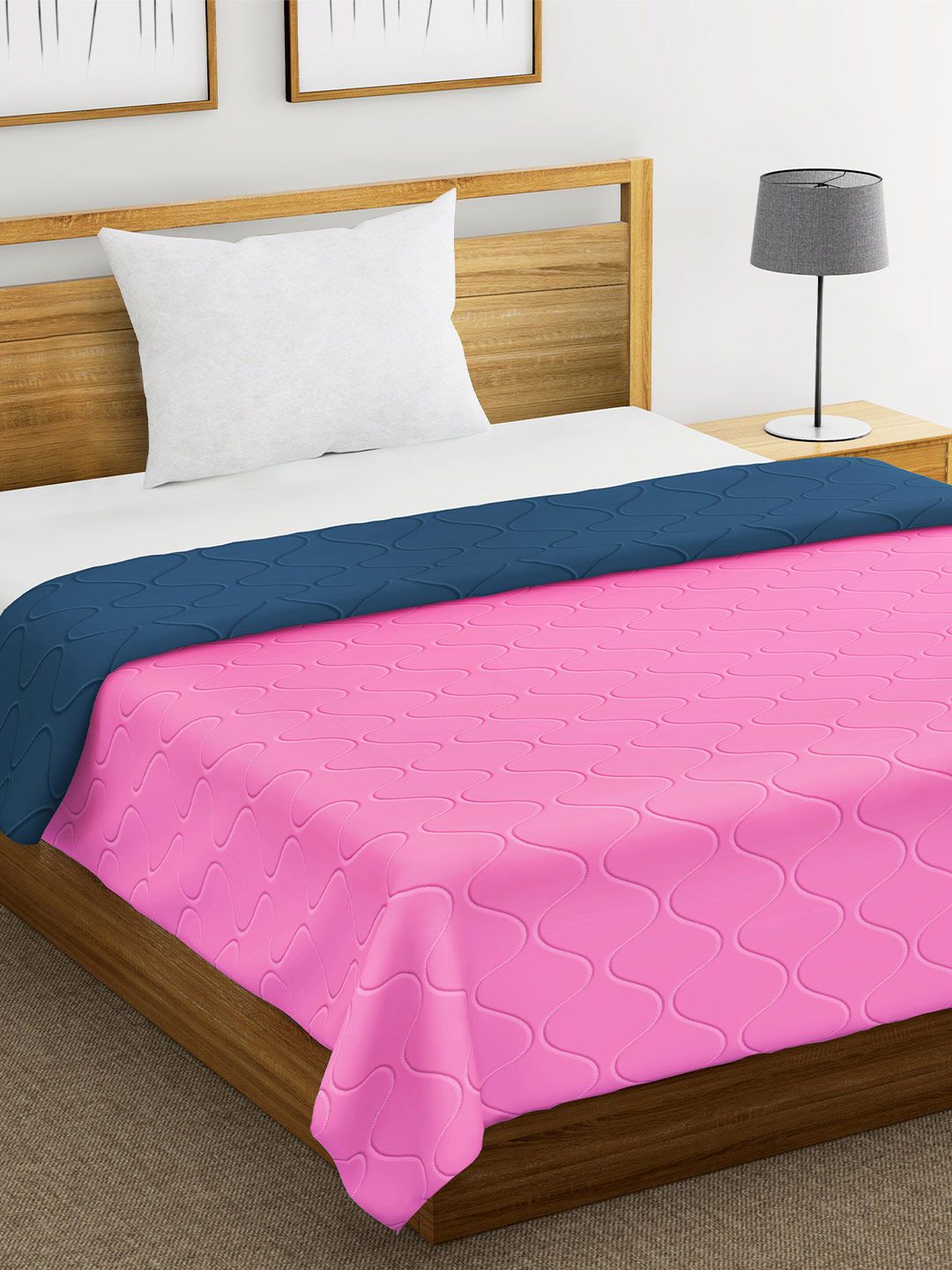Divine Casa Pink Solid Reversible Mild Winter 120 GSM Single Bed Comforter Price in India