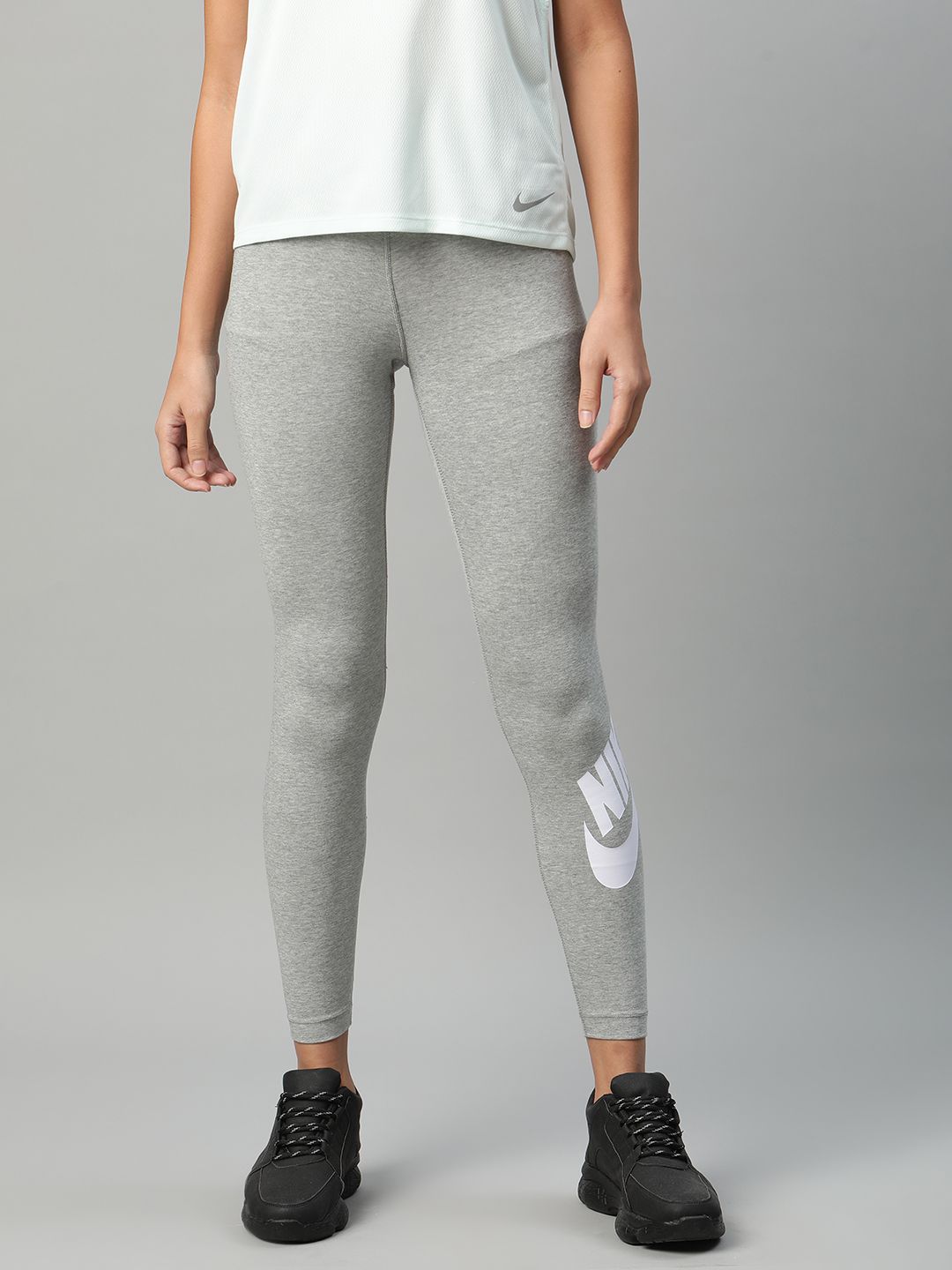 Nike Women Grey Printed Essential High-Rise Tights Price in India