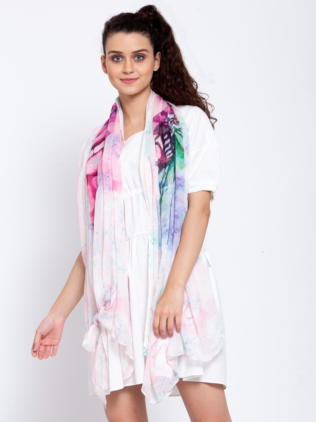 J Style Women Multicoloured Printed Stole Price in India