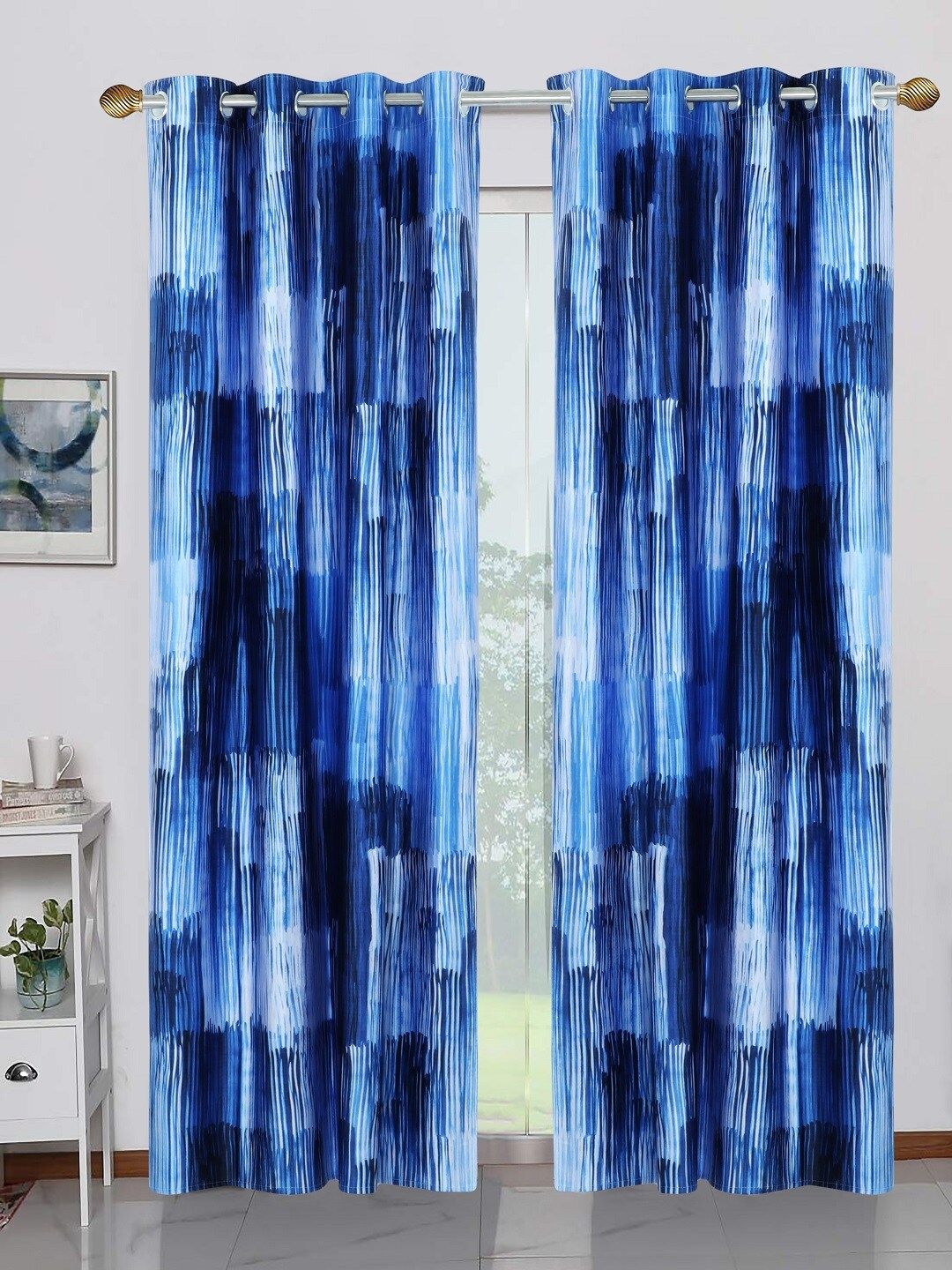 BELLA TRUE Blue & White Set of 2 Door Curtains Price in India