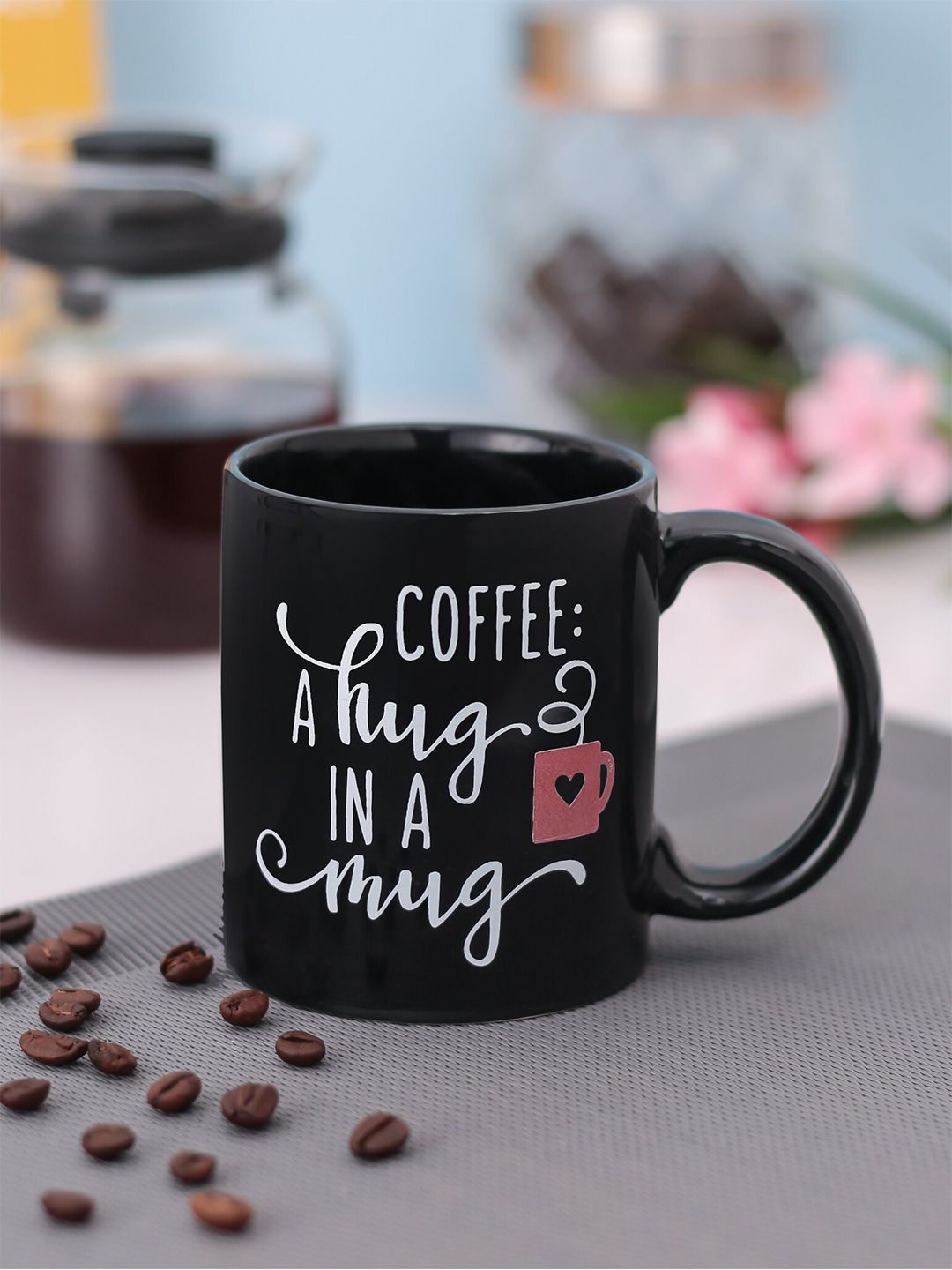 CLAY CRAFT Black Printed Ceramic Mug Price in India