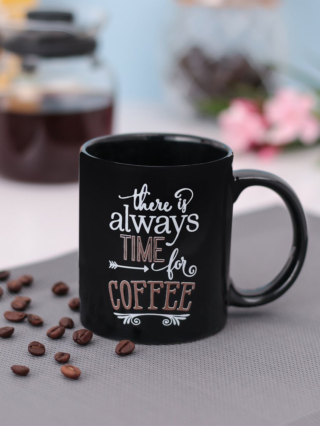 CLAY CRAFT Black & White Printed Ceramic Mug 350ml Price in India