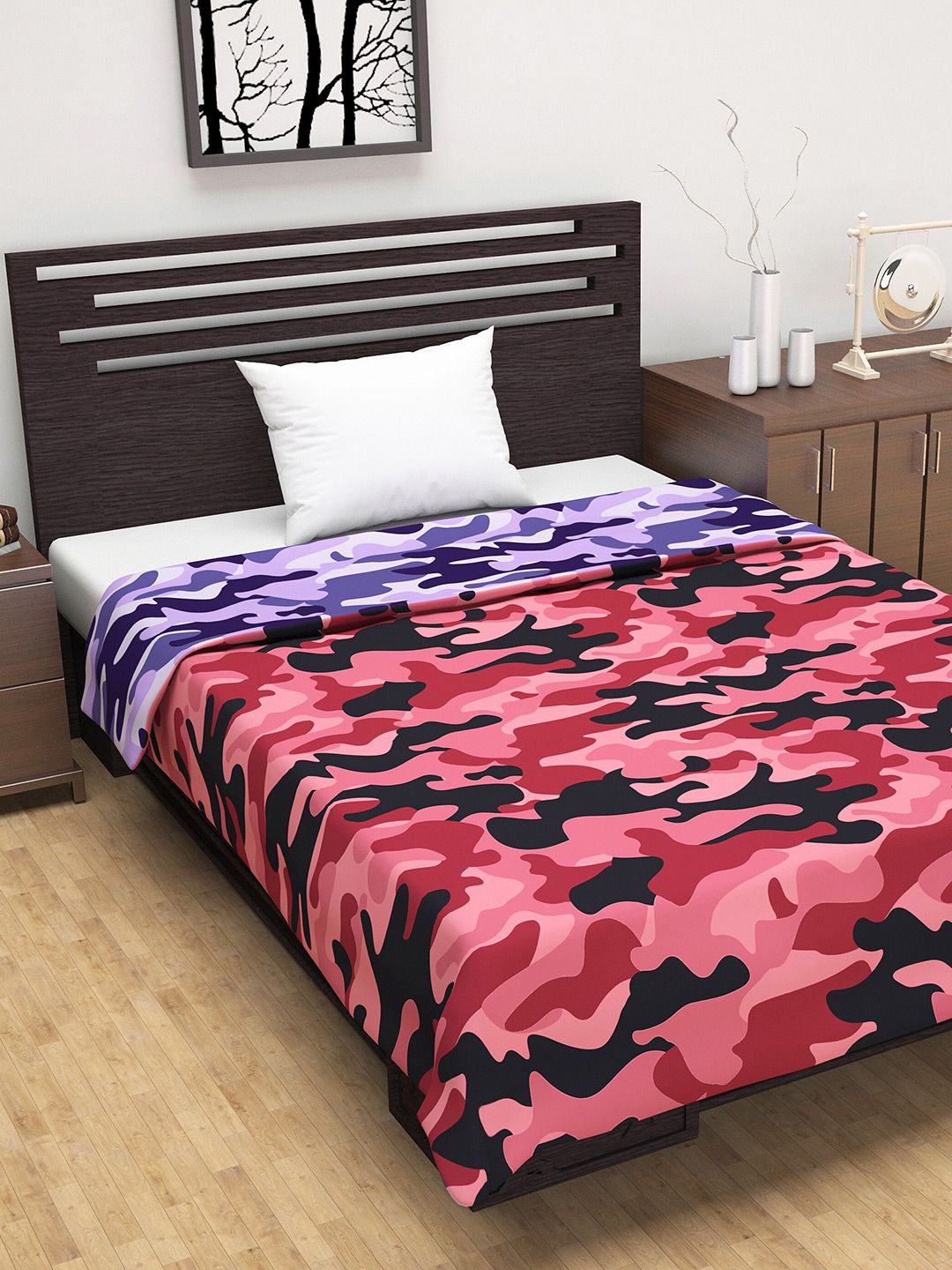 Divine Casa Pink & Purple Abstract AC Room 110 GSM Single Bed Dohar Price in India