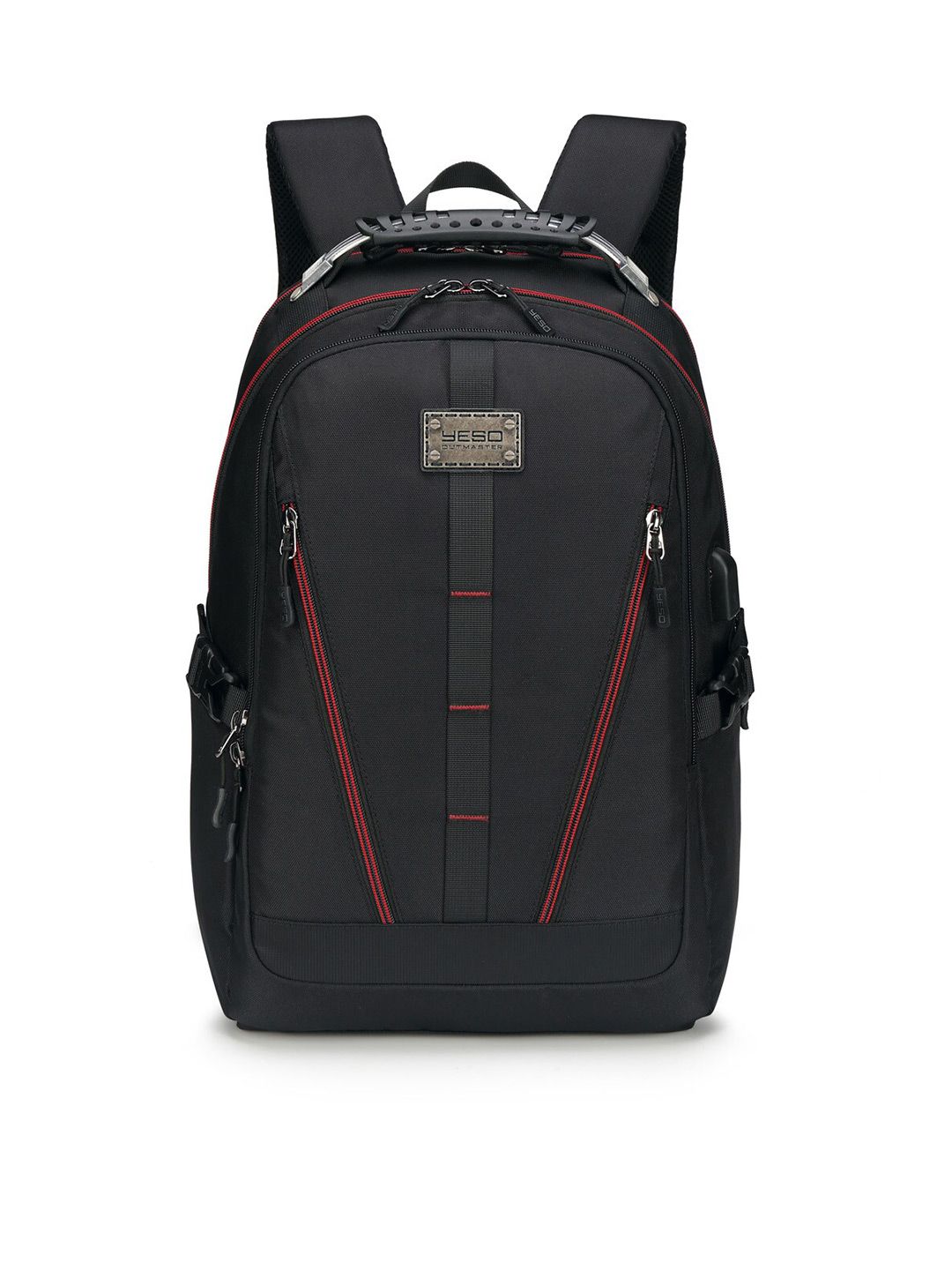 YESO Unisex Black & Red Backpacks with Earphone Gate Price in India