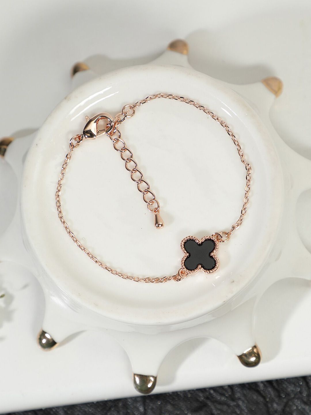 AQUASTREET Rose Gold-Plated Enamelled Charm Bracelet Price in India