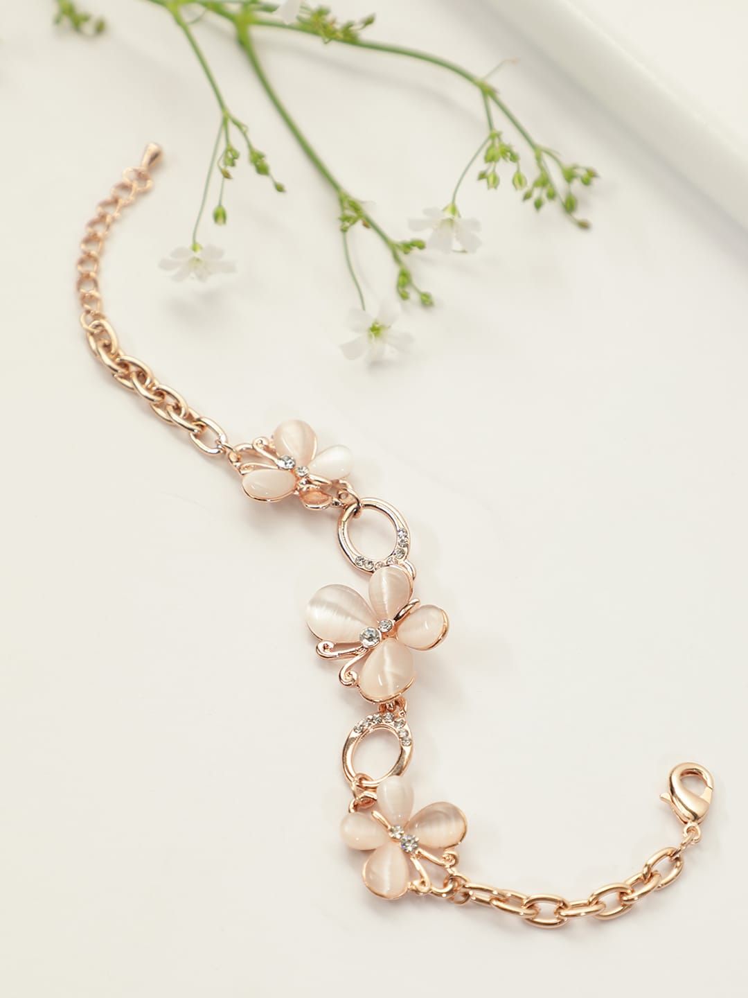 AQUASTREET Rose Gold-Plated Link Bracelet Price in India