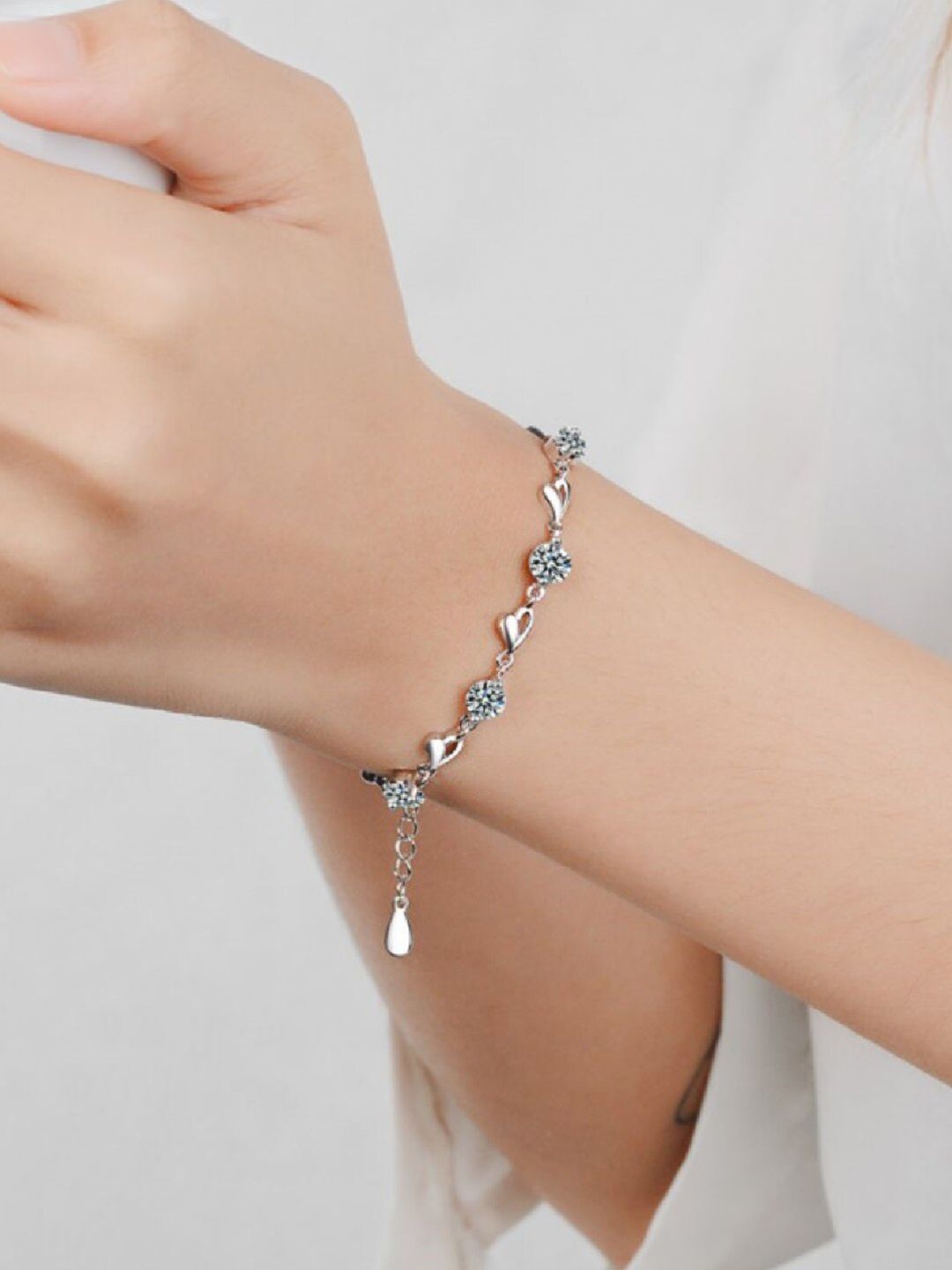 AQUASTREET 18K Rhodium-Plated Silver-Toned Bracelet Price in India