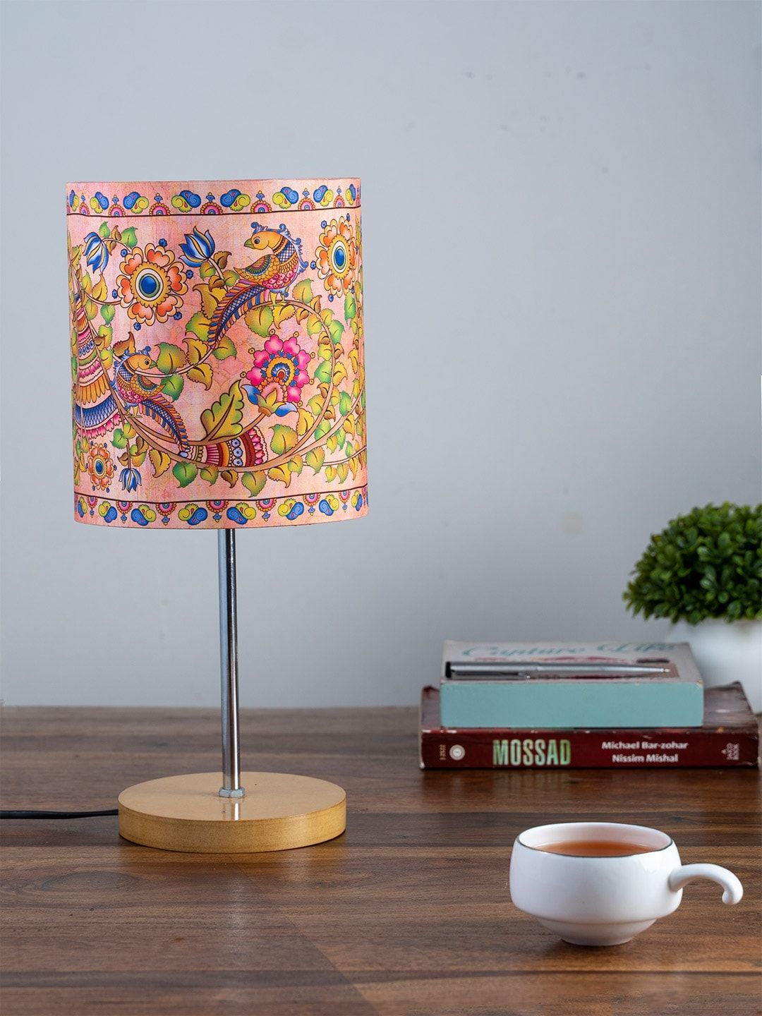 KOLOROBIA Multicoloured Kalamkari Finesse Printed Buffet Lamp with Shade Price in India