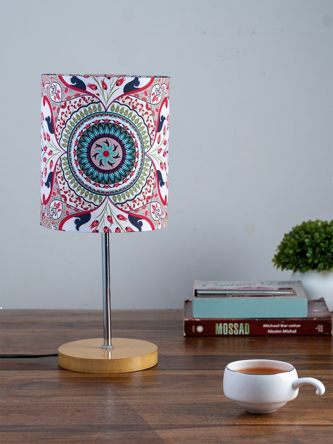 KOLOROBIA White & Red Turkish Fervor Table Lamp with Shade Price in India