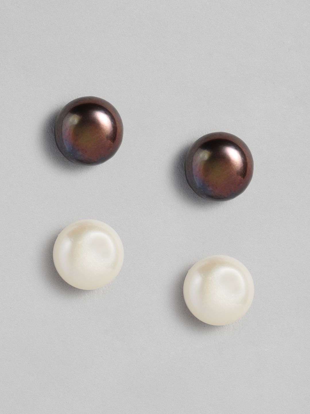 justpeachy Set of 2 Spherical Pearl Studs Price in India