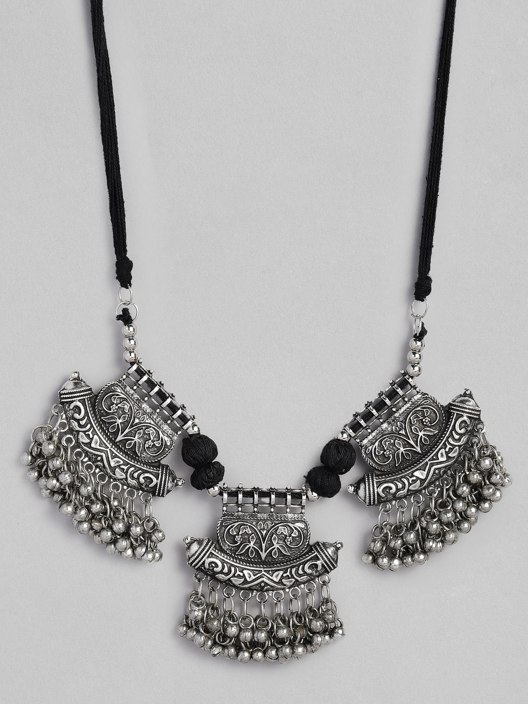 justpeachy Silver-Plated Oxidised Necklace Price in India