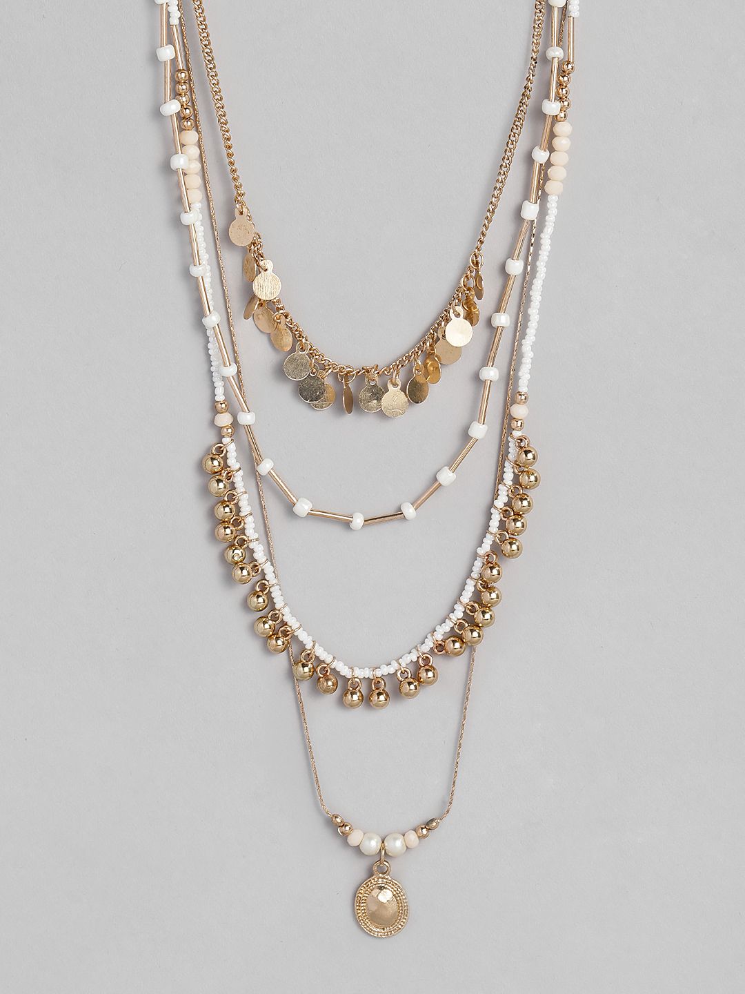 justpeachy Gold & White Gold-Plated Layered Chain Price in India