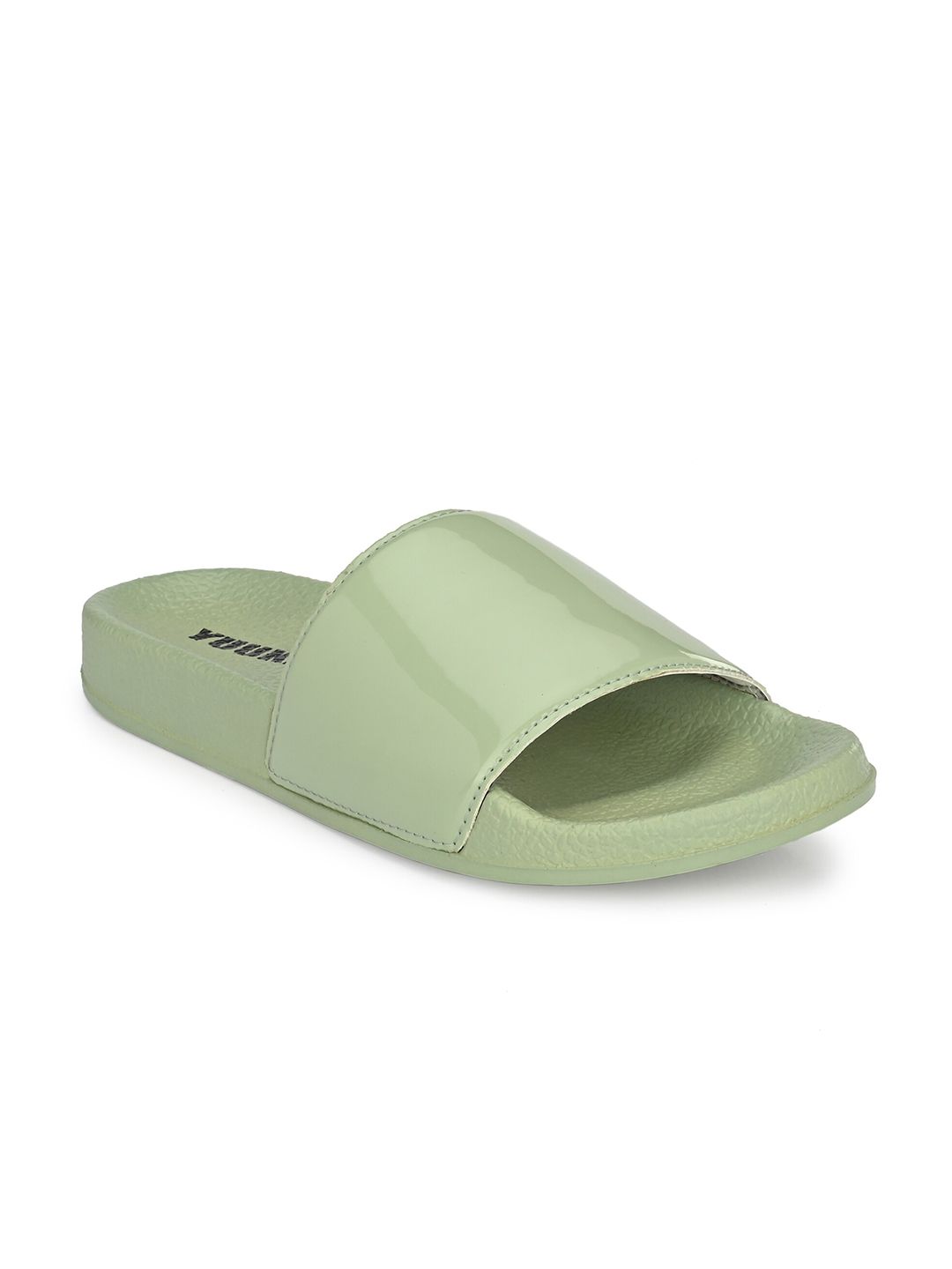 Yuuki Women Green Solid Sliders Price in India