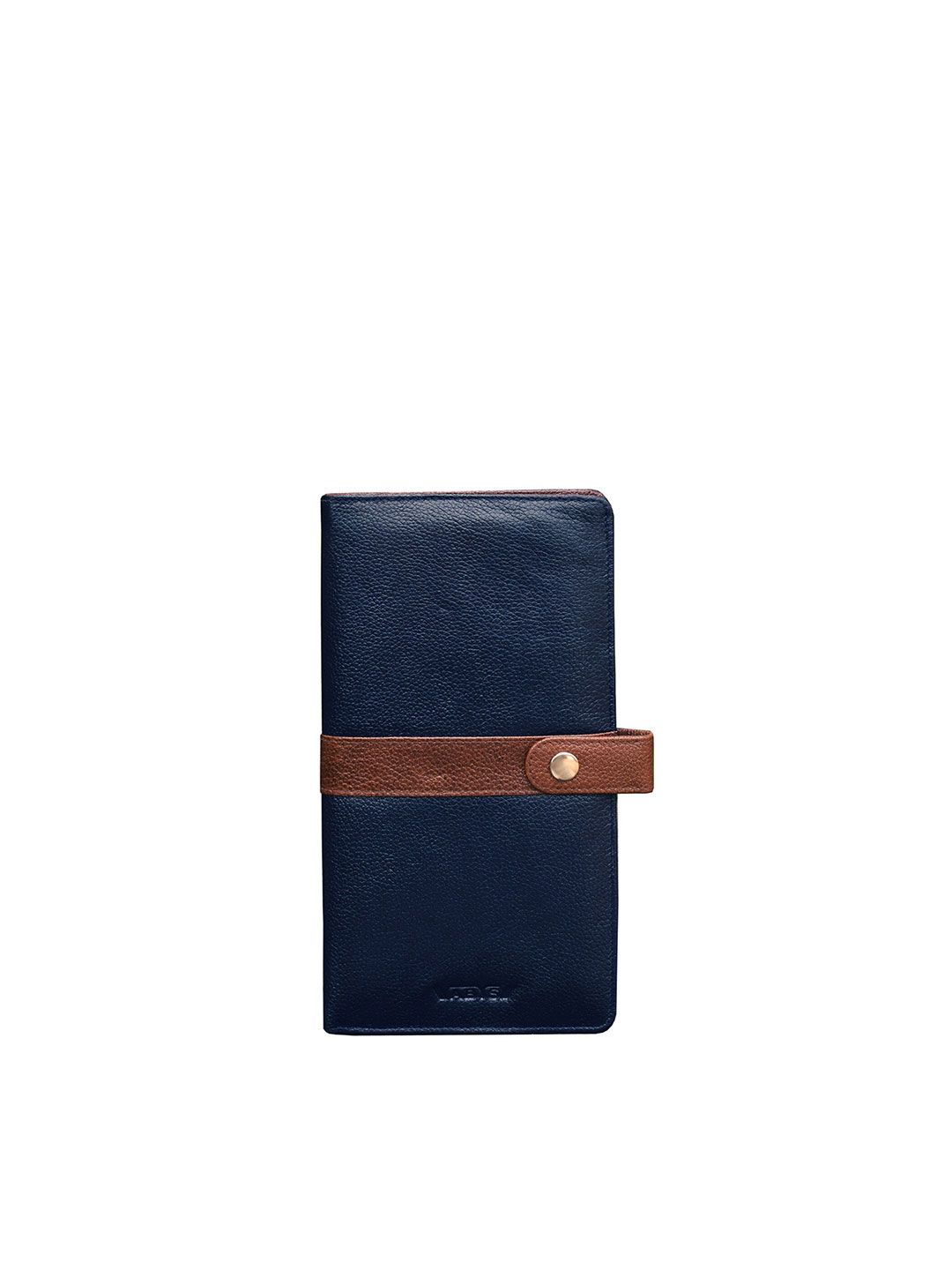 ABYS Unisex Blue & Brown Solid Leather Passport Holder Price in India