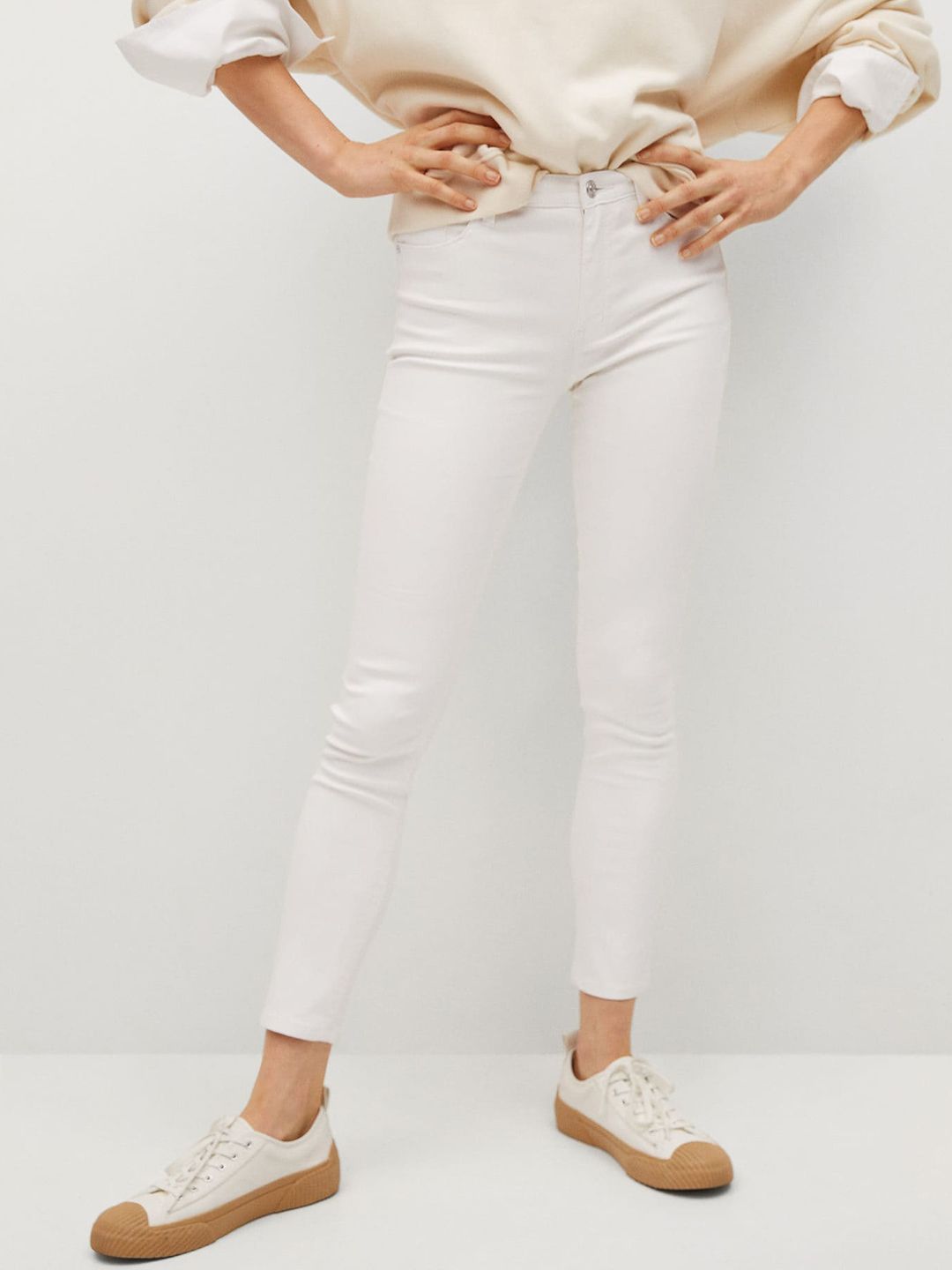 MANGO Women White Isa Skinny Fit Stretchable Jeans Price in India