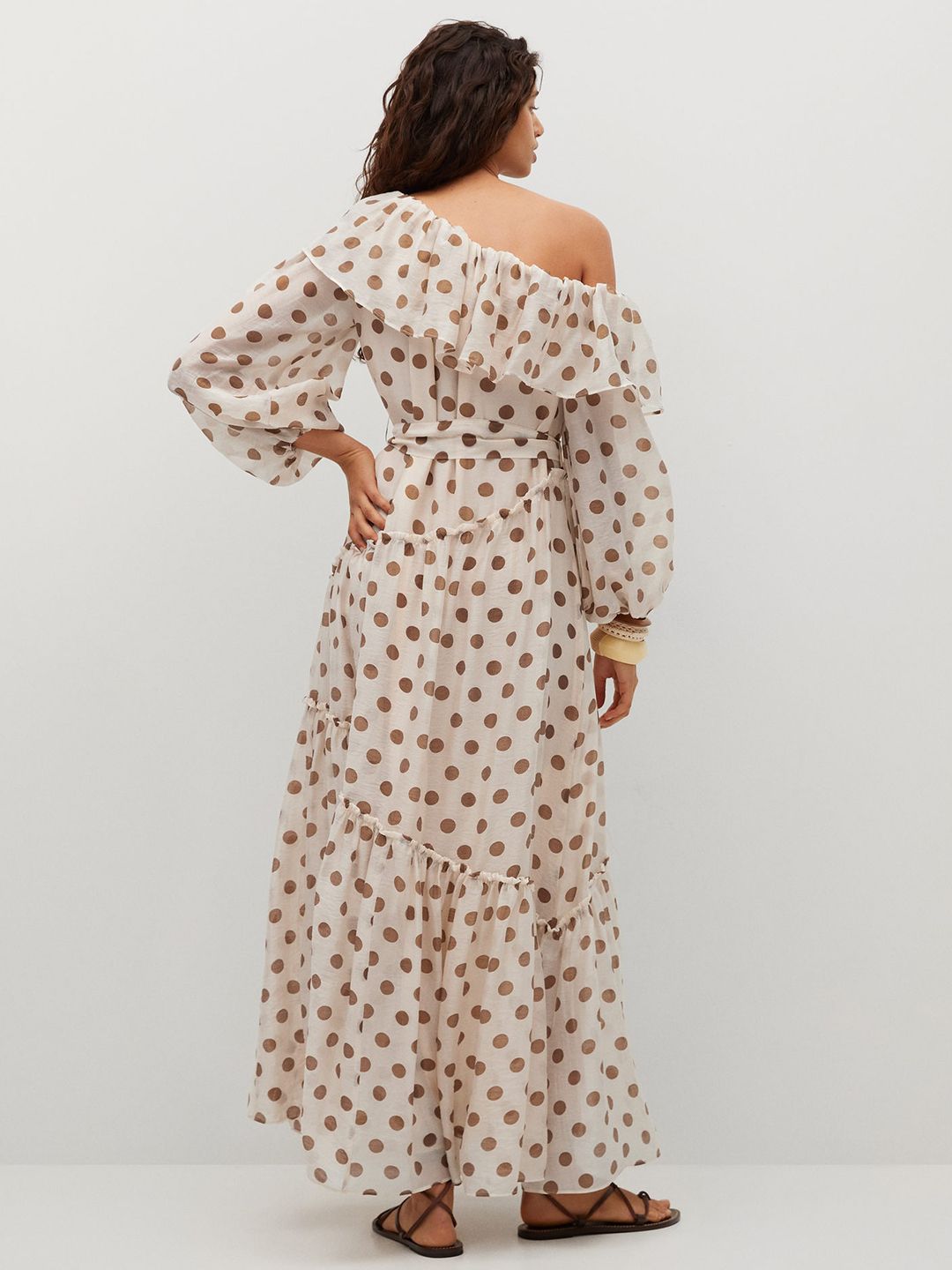 slim fit dress slacks White Polka Dot Printed Long Sleeve Flared Mini Dress  Magnolia Threads