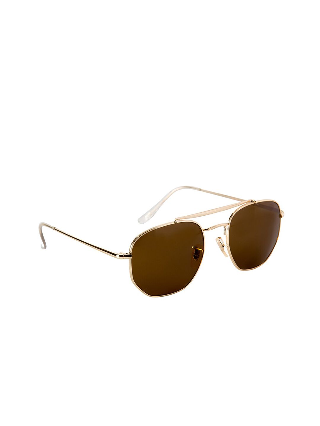 GIO COLLECTION Men Brown Lens & Rose Gold-Toned Aviator Sunglasses GM3648C03