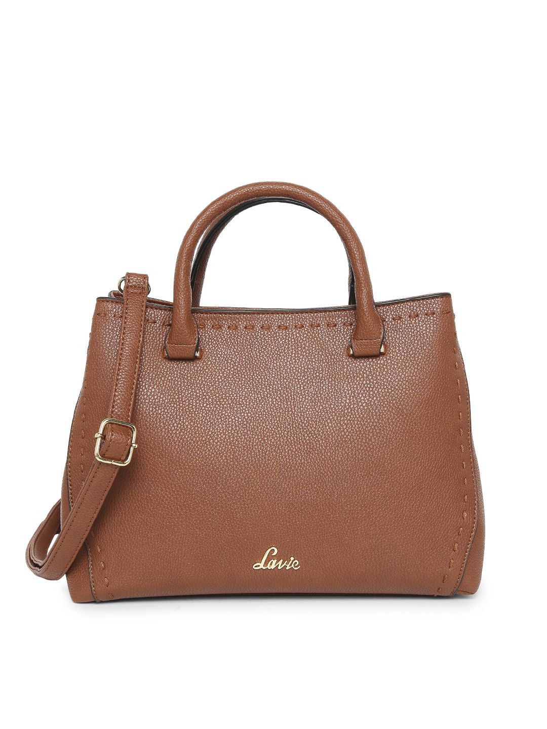 Lavie Brown Solid Structured Handheld Bag Price in India