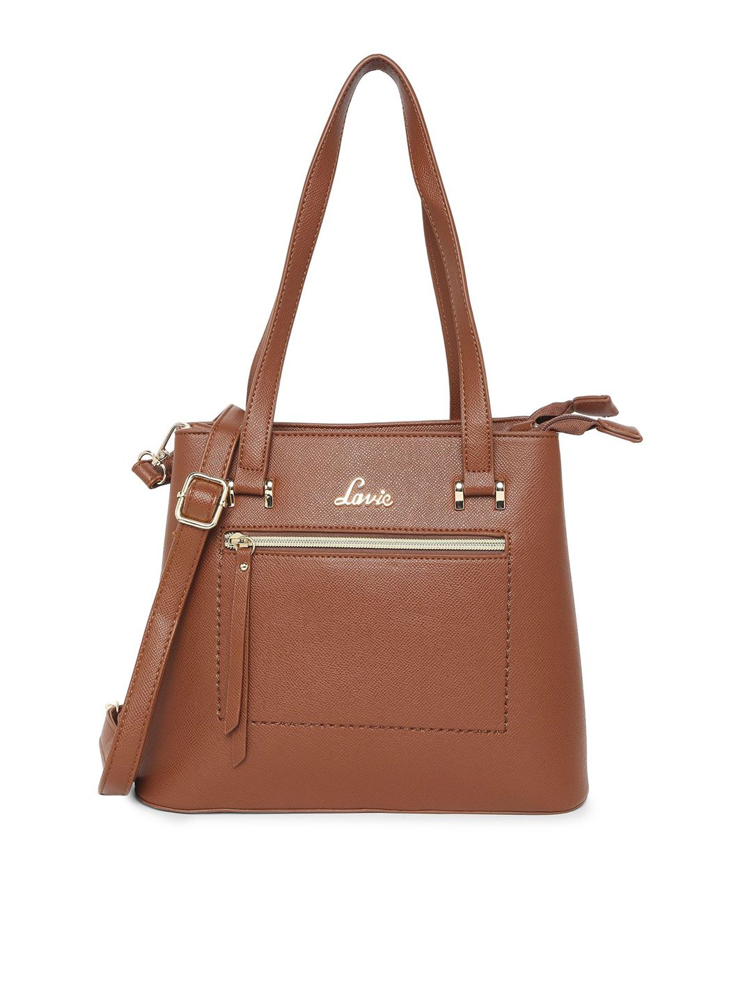 Lavie Brown Solid Structured Shoulder Bag Price in India