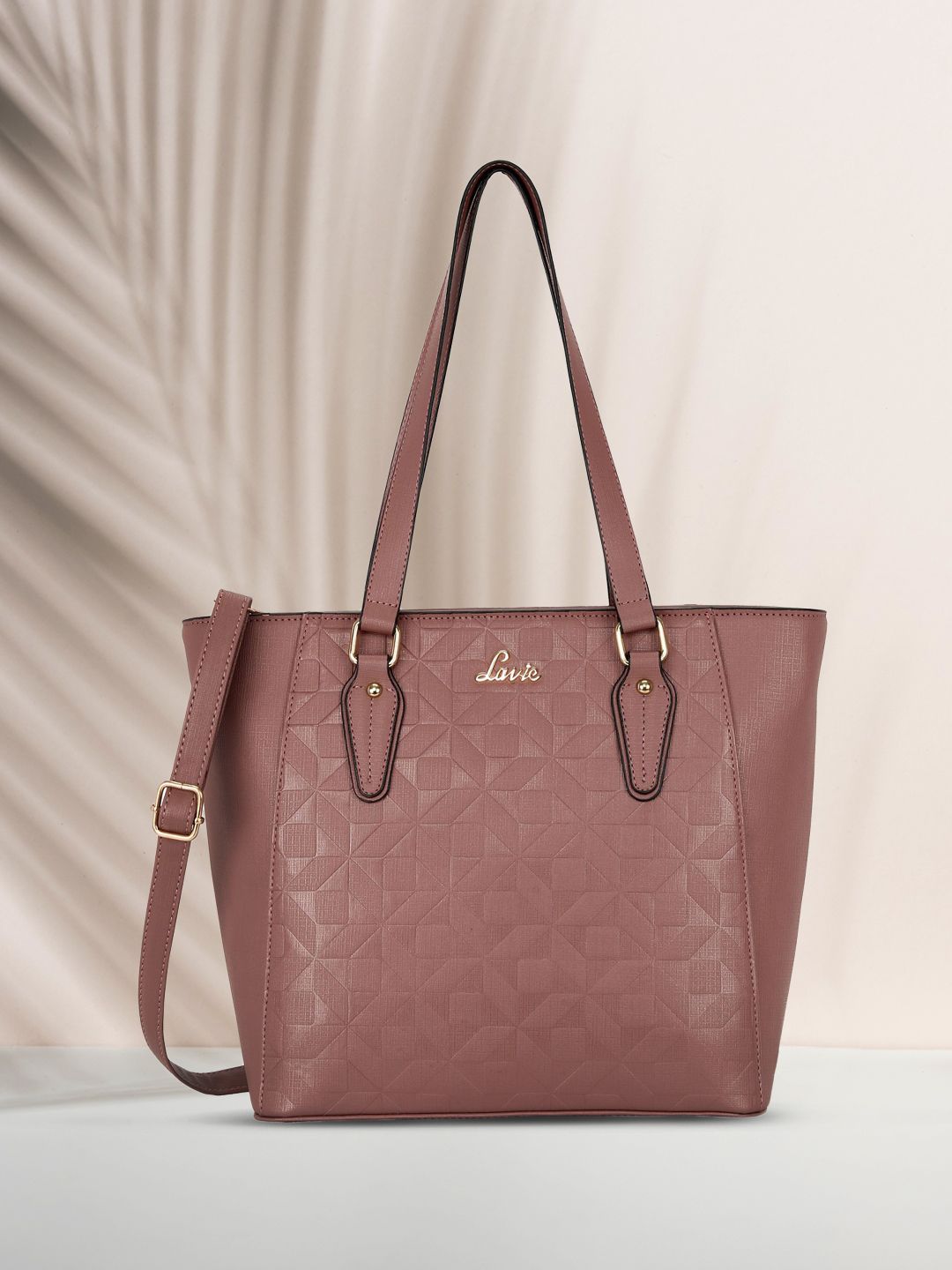 Lavie Pink Geometric Textured Shoulder Bag Price in India
