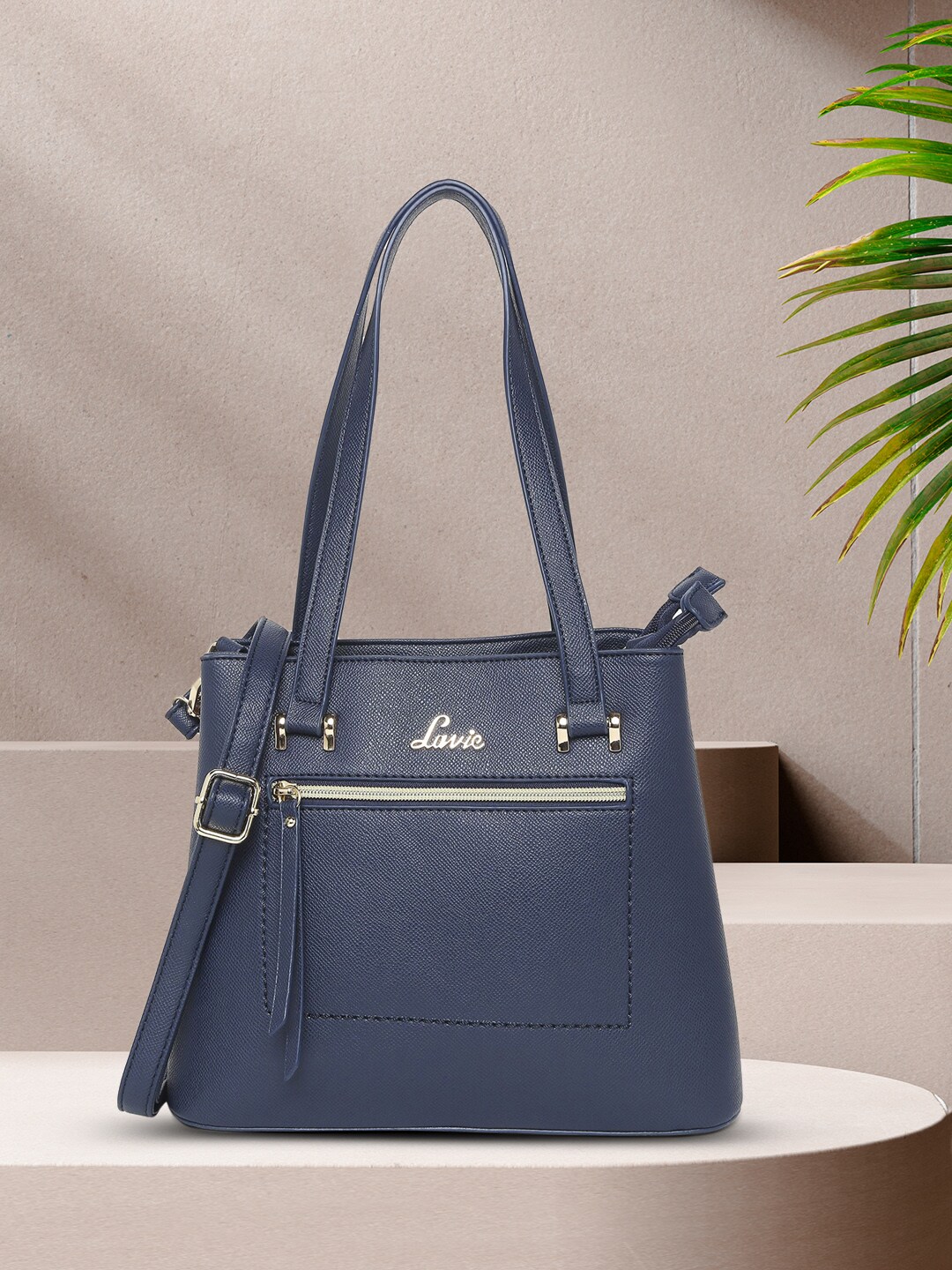 Lavie Navy Blue Structured Handheld Bag Price in India