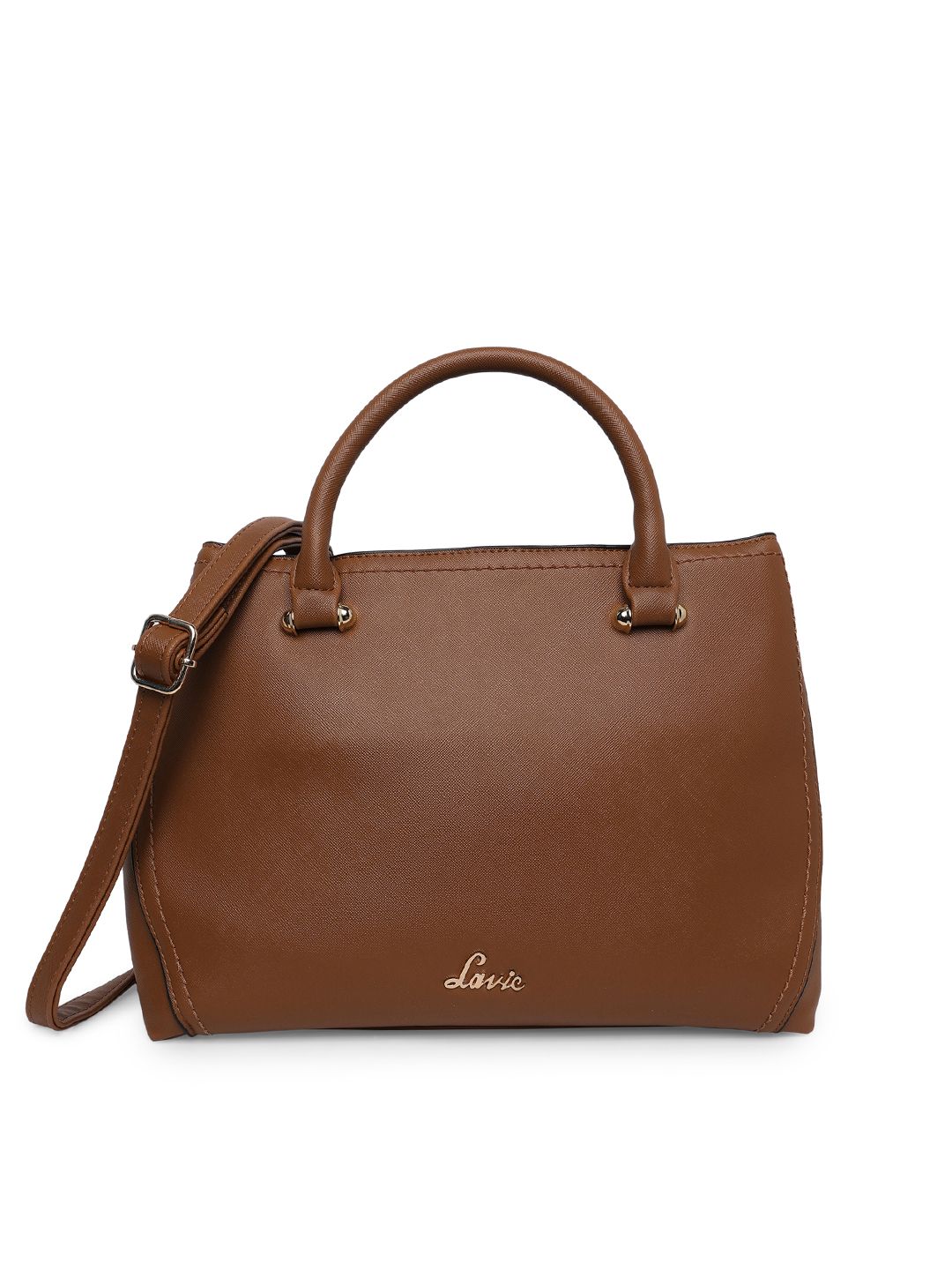 Lavie Women Brown Solid Structured Handheld Bag Price in India