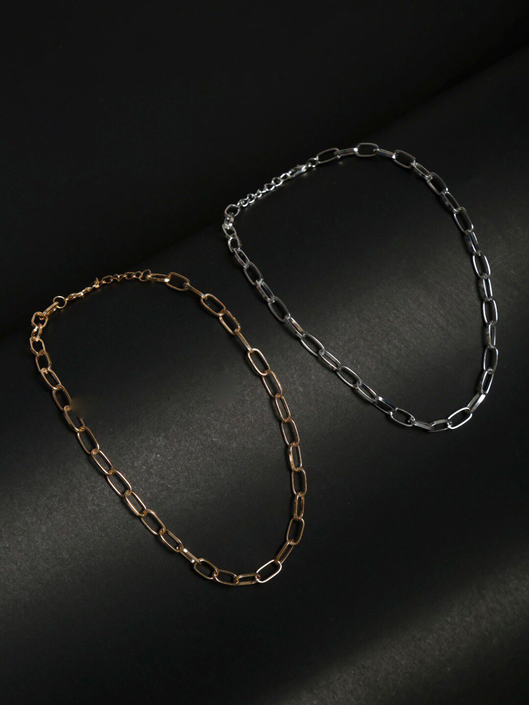 YouBella Women Set of 2 Gold-Toned & Silver-Toned Alloy Gold-Plated Layered Chain Price in India